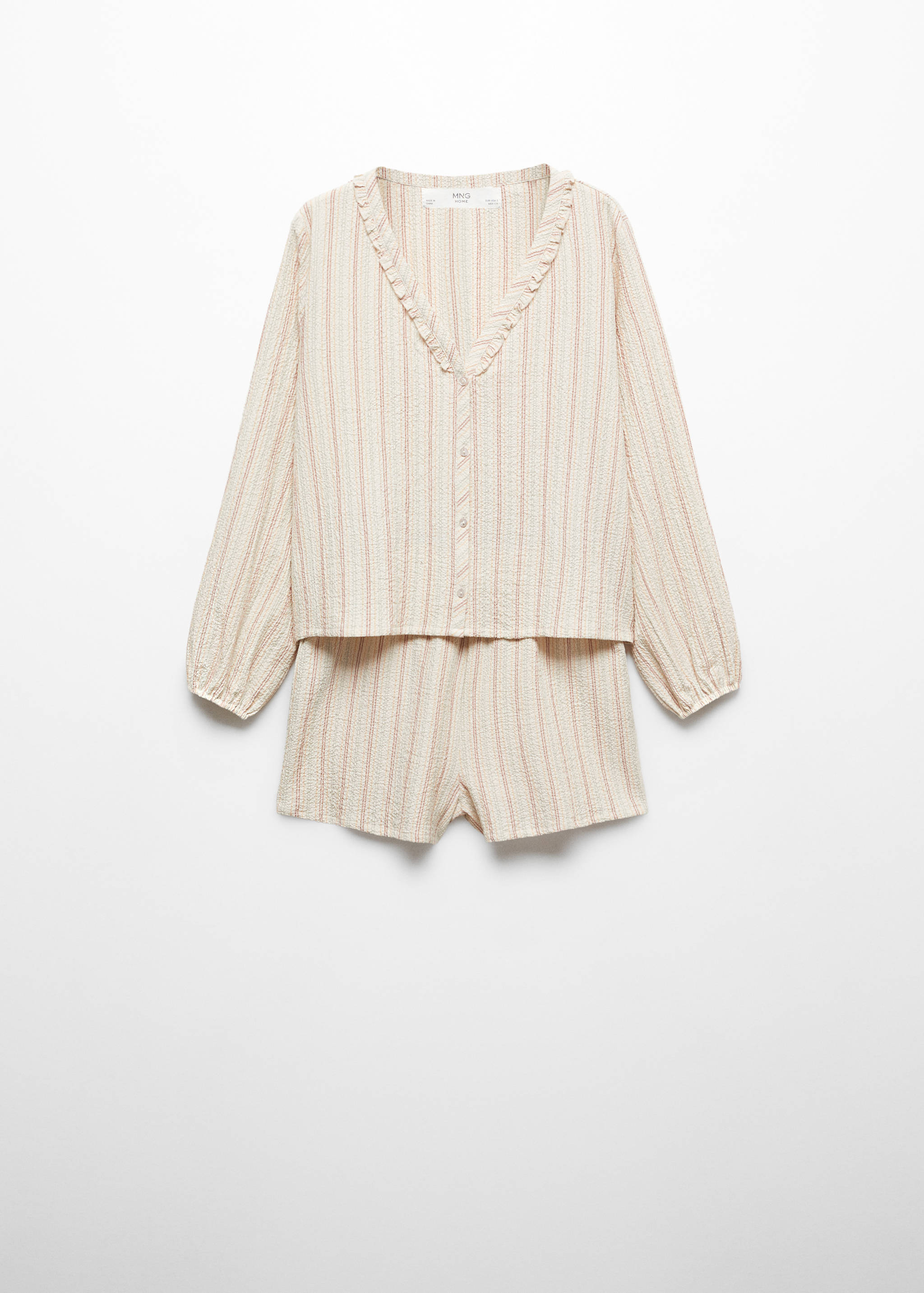 Хлопковая пижама из двух частей с текстурой - Изделие без модели