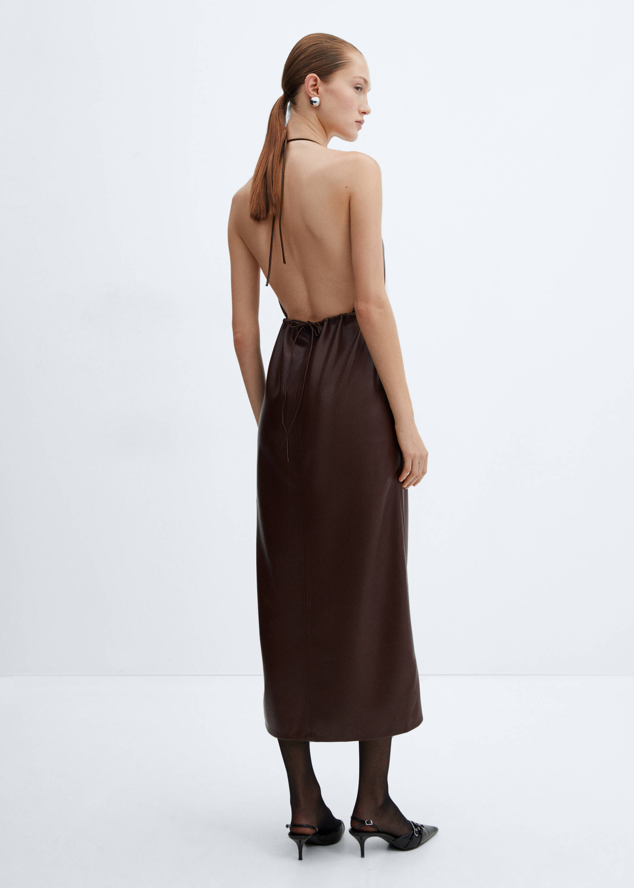 Faux-leather  halter dress - Reverse of the article