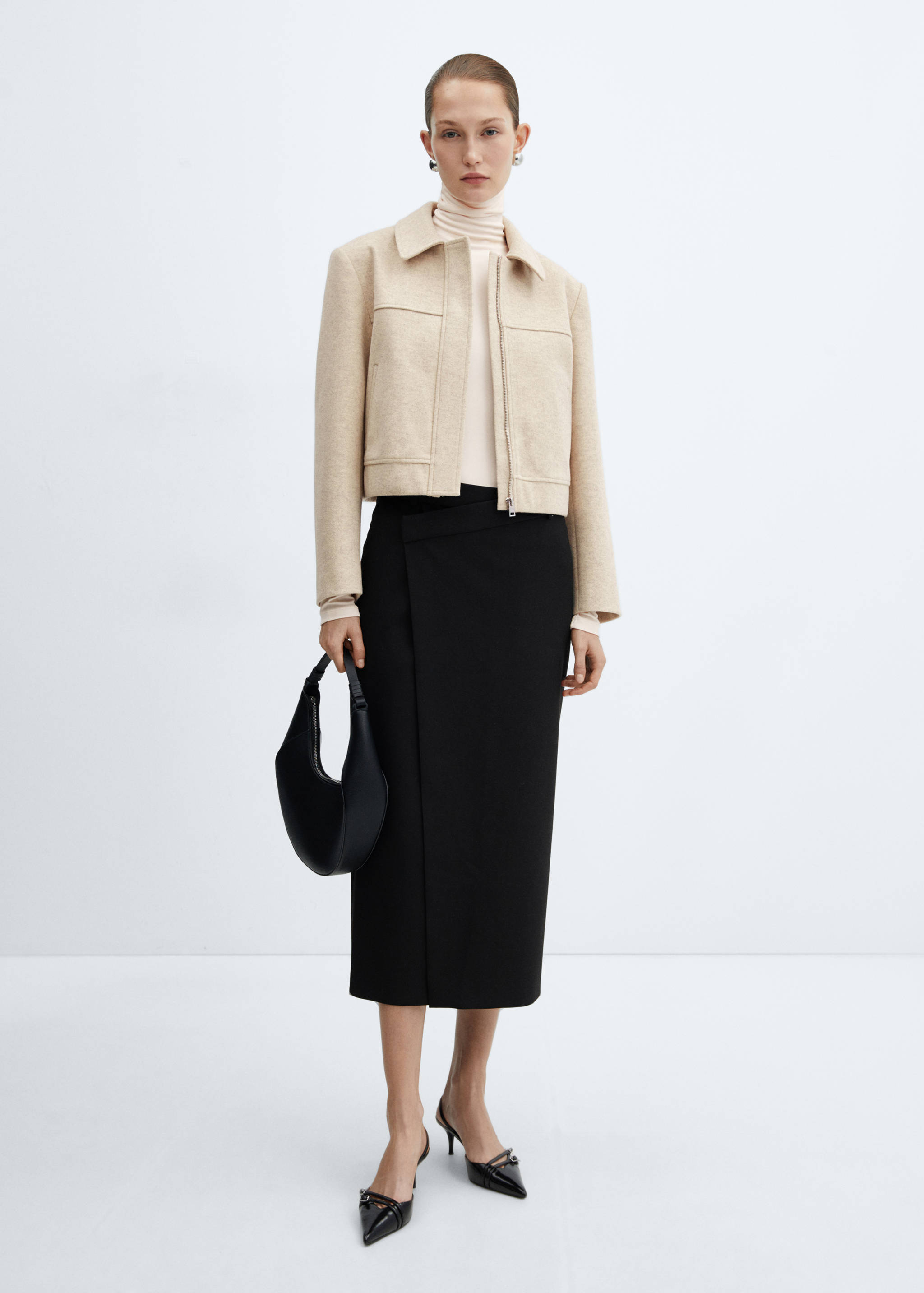 拉链装饰性车缝夹克 - null