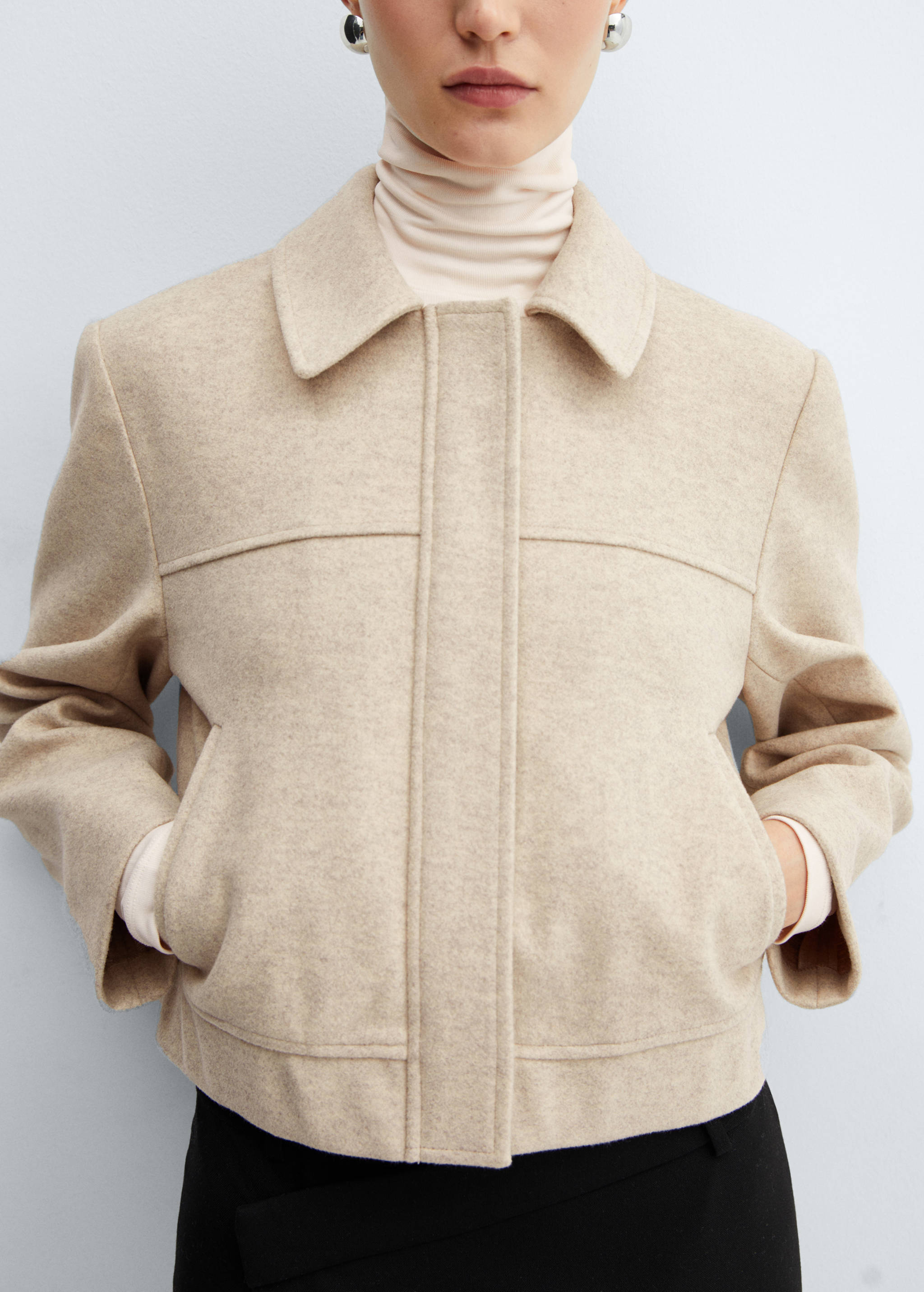 拉链装饰性车缝夹克 - null