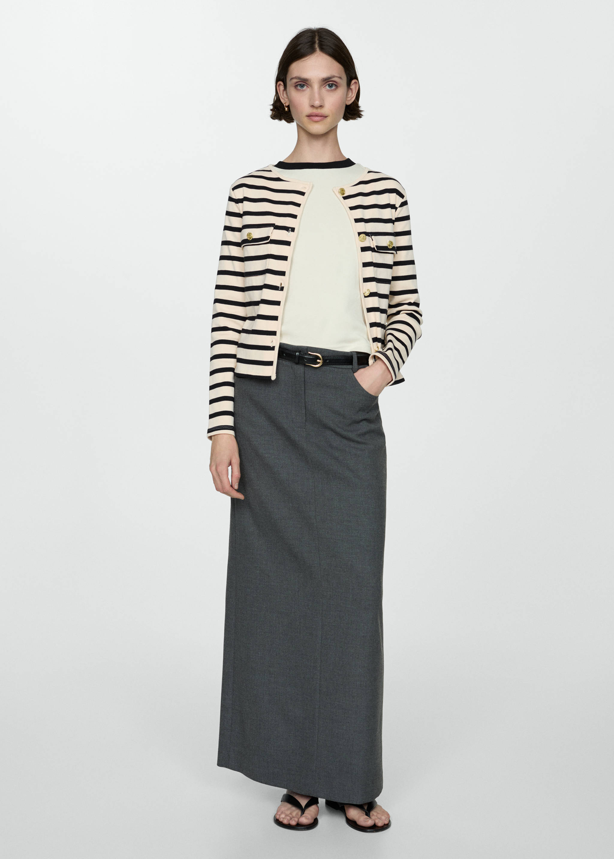 Striped cardigan with buttons - General plane