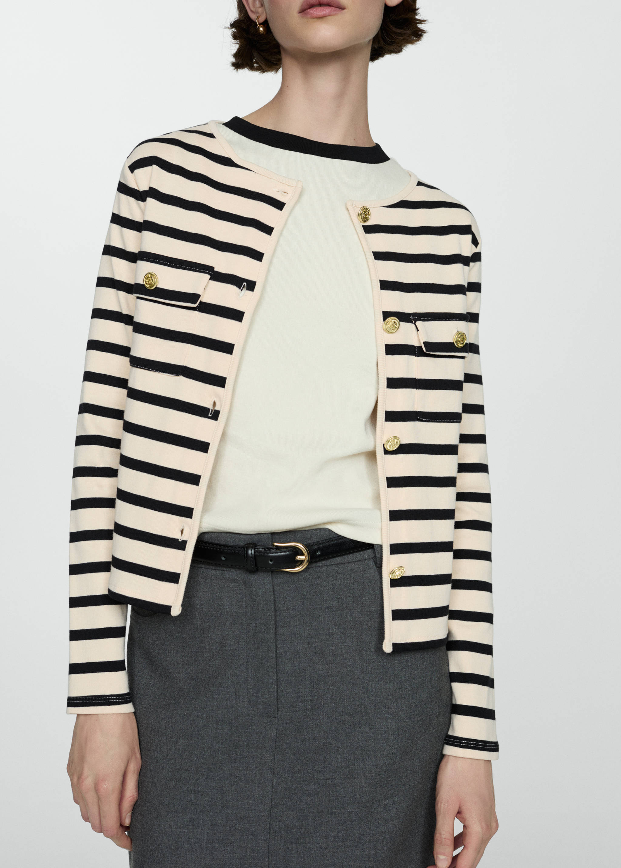 Striped cardigan with buttons - Details of the article 4