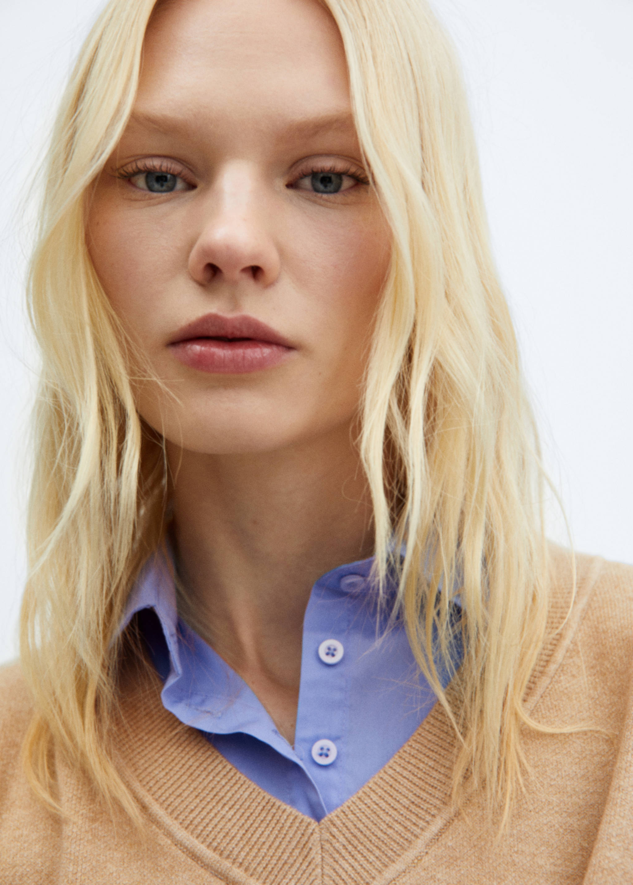 拼接衬衫风毛衣 - null