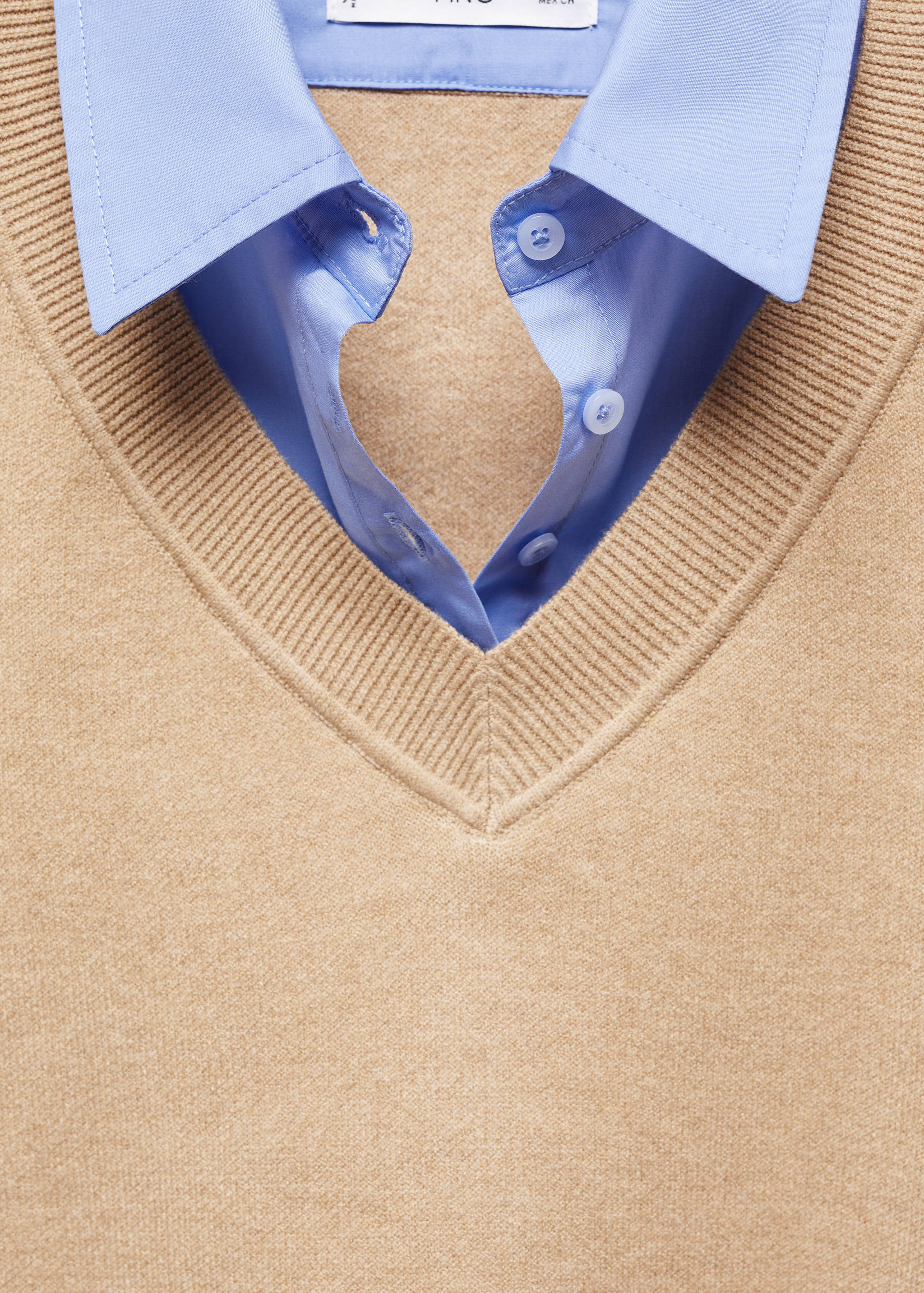 拼接衬衫风毛衣 - null