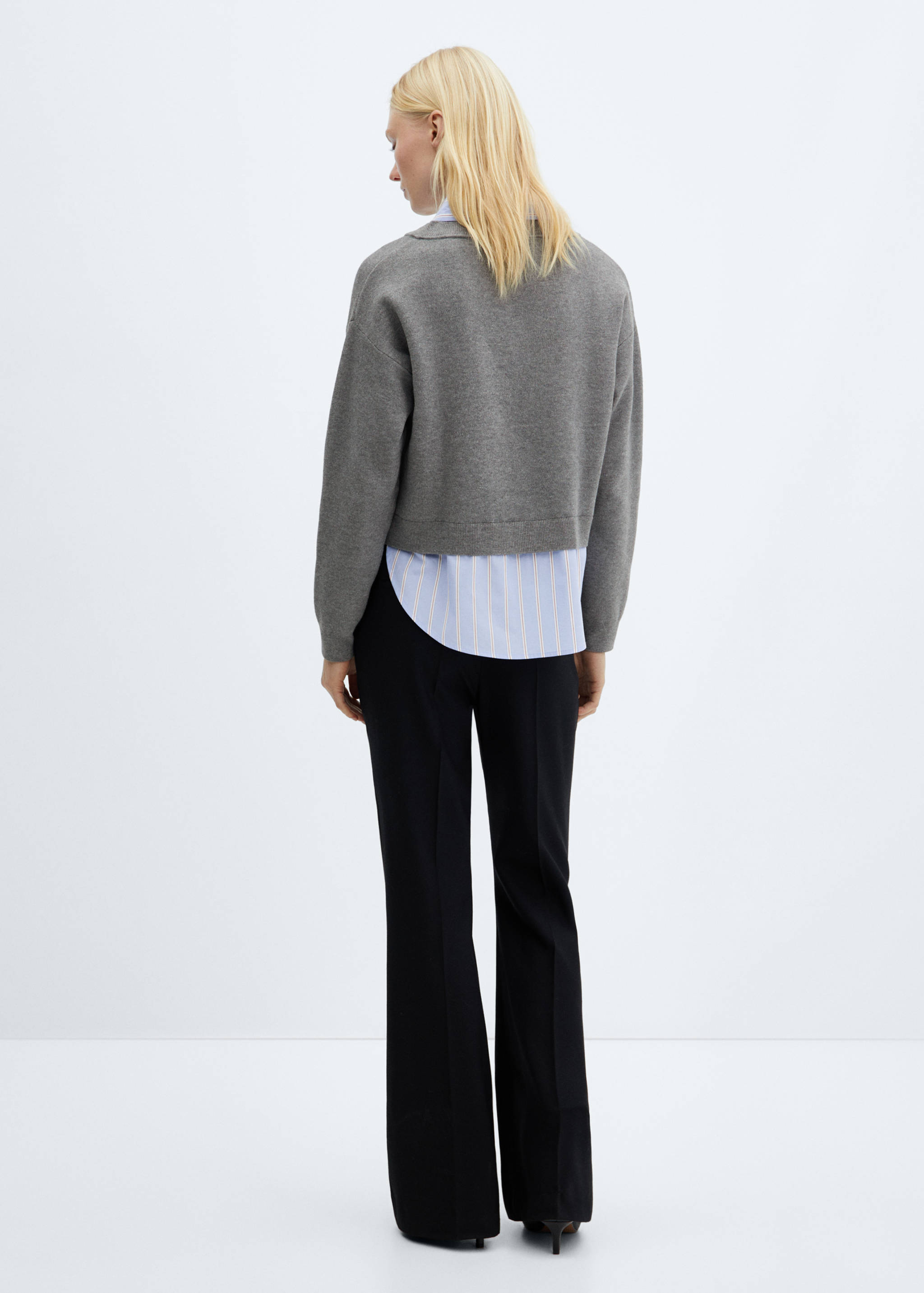 拼接衬衫风毛衣 - null