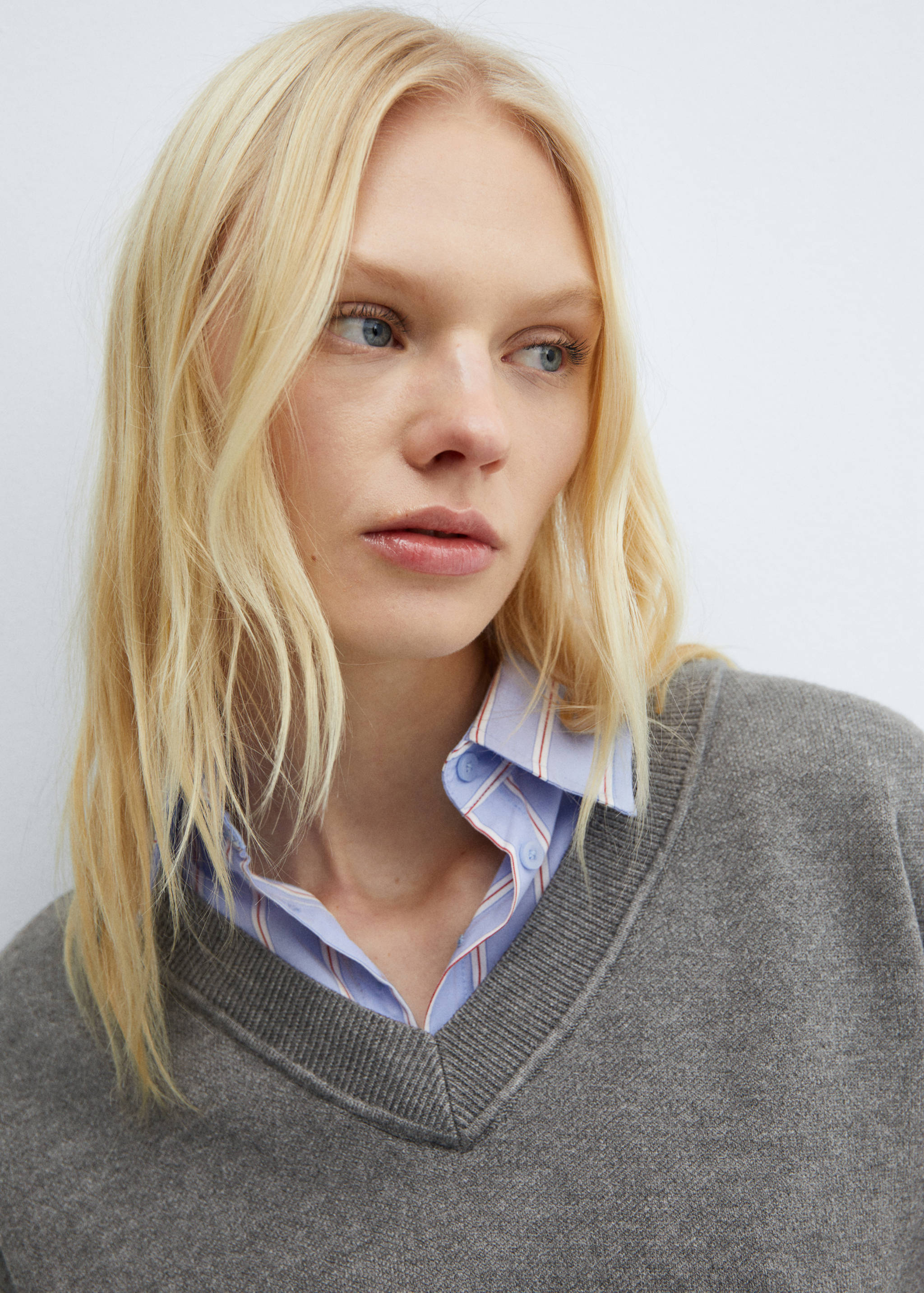 拼接衬衫风毛衣 - null