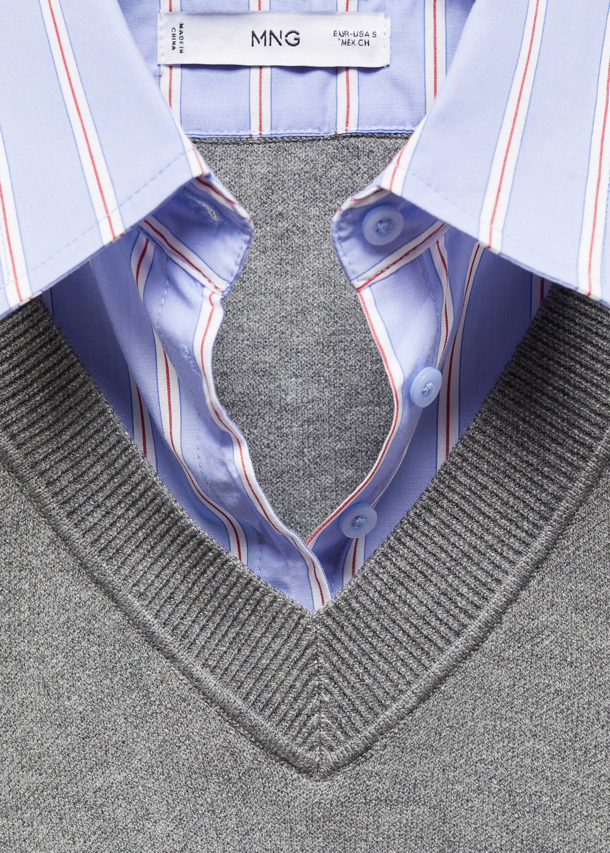 拼接衬衫风毛衣 - null