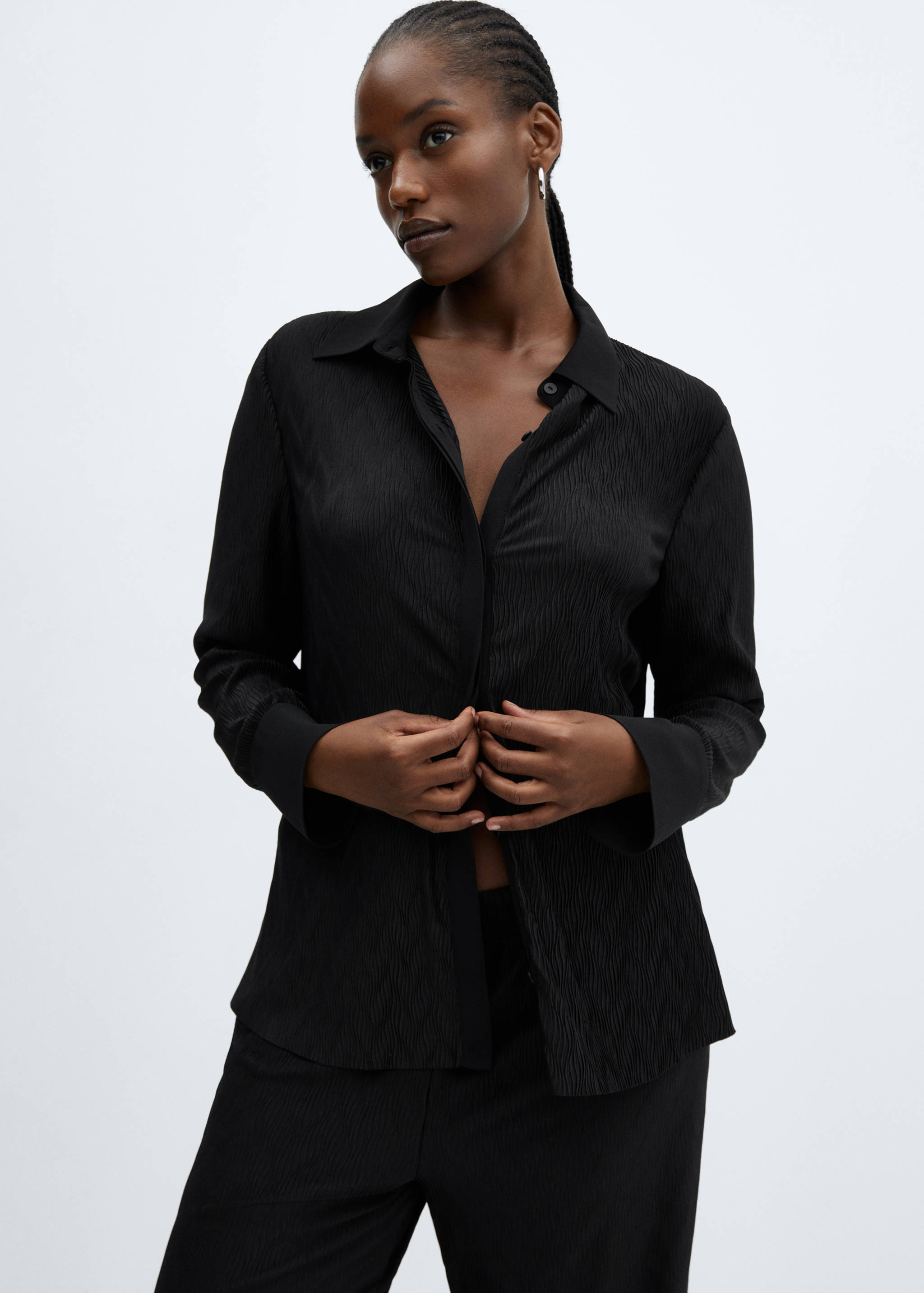 Фактурная рубашка с пуговицами - Деталь изделия 5