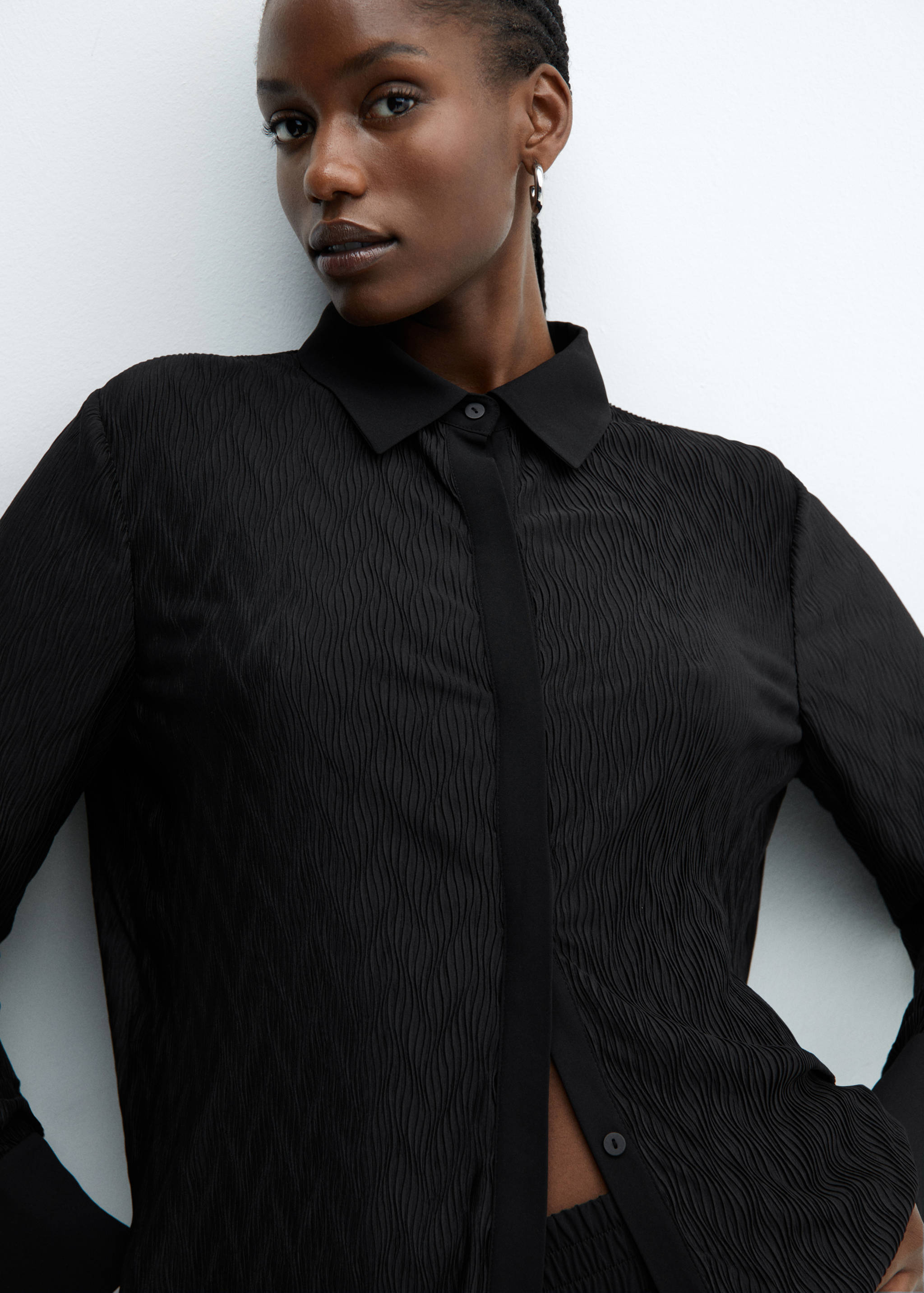 Фактурная рубашка с пуговицами - Деталь изделия 4