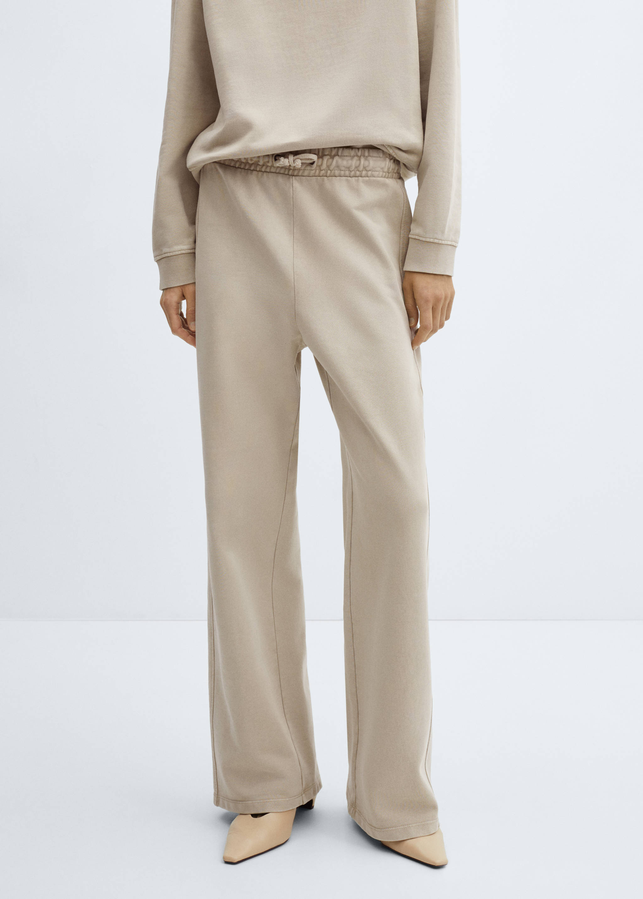 Washed trousers with elastic waist - Medium plane