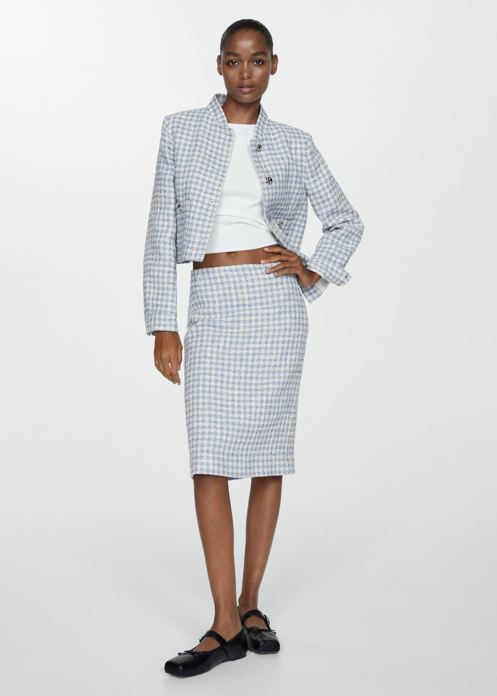 Chaqueta tweed botones metálicos - Plano general