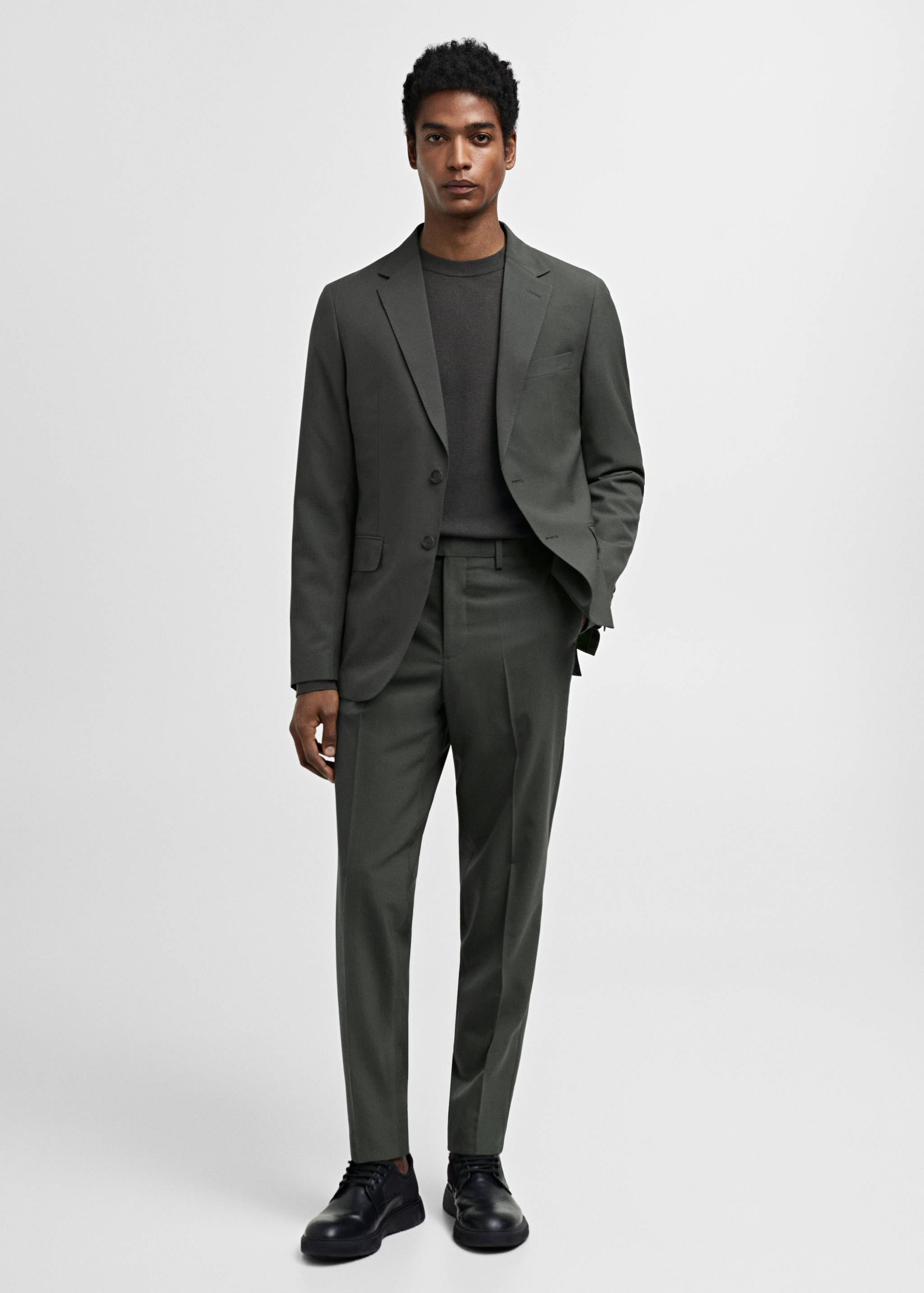 Slim-fit wool suit jacket - General plane