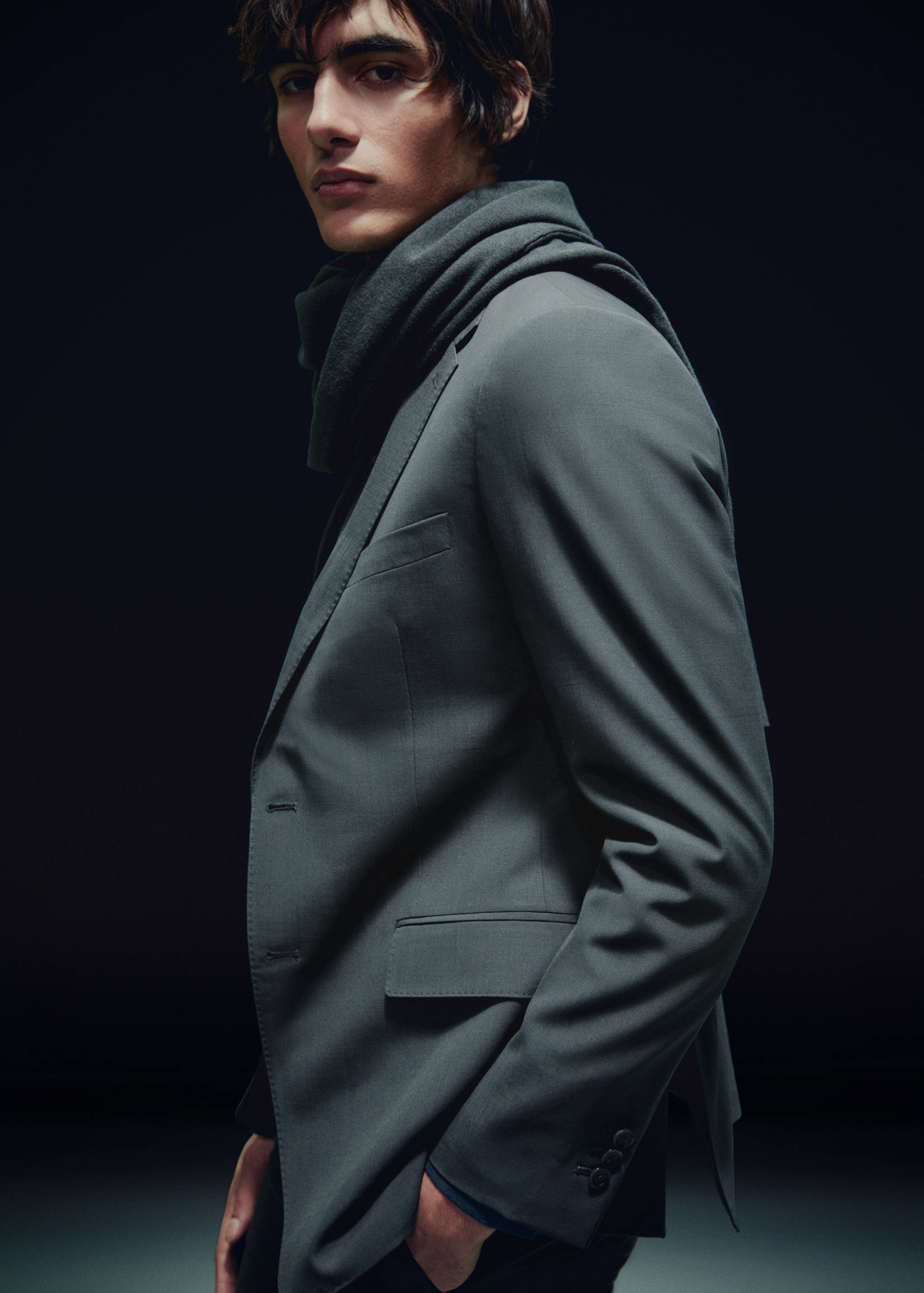 Veste costume laine slim-fit - Détail de l'article 5, Vert. Ref: 67094441-00.