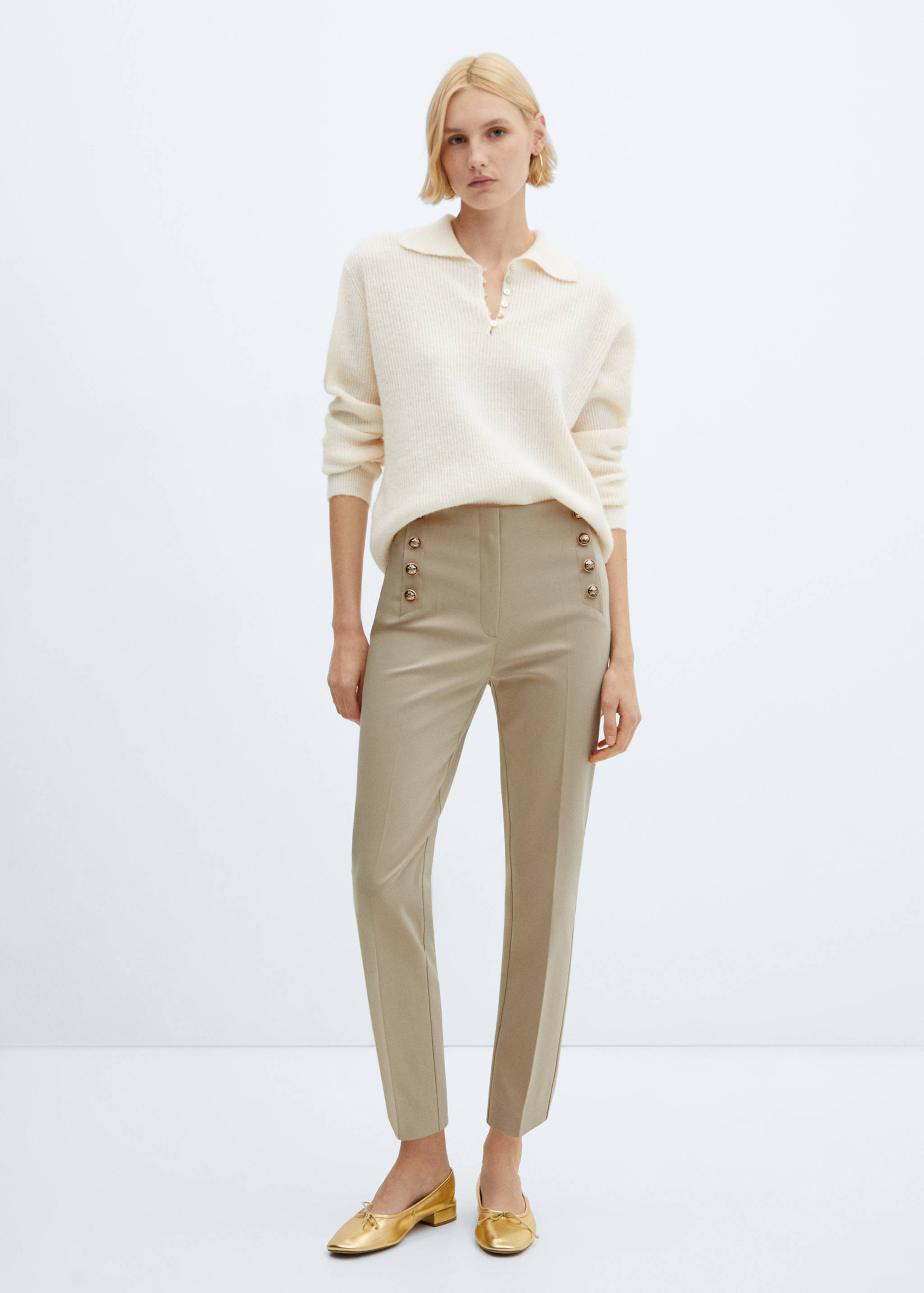 Cropped button trousers - General plane
