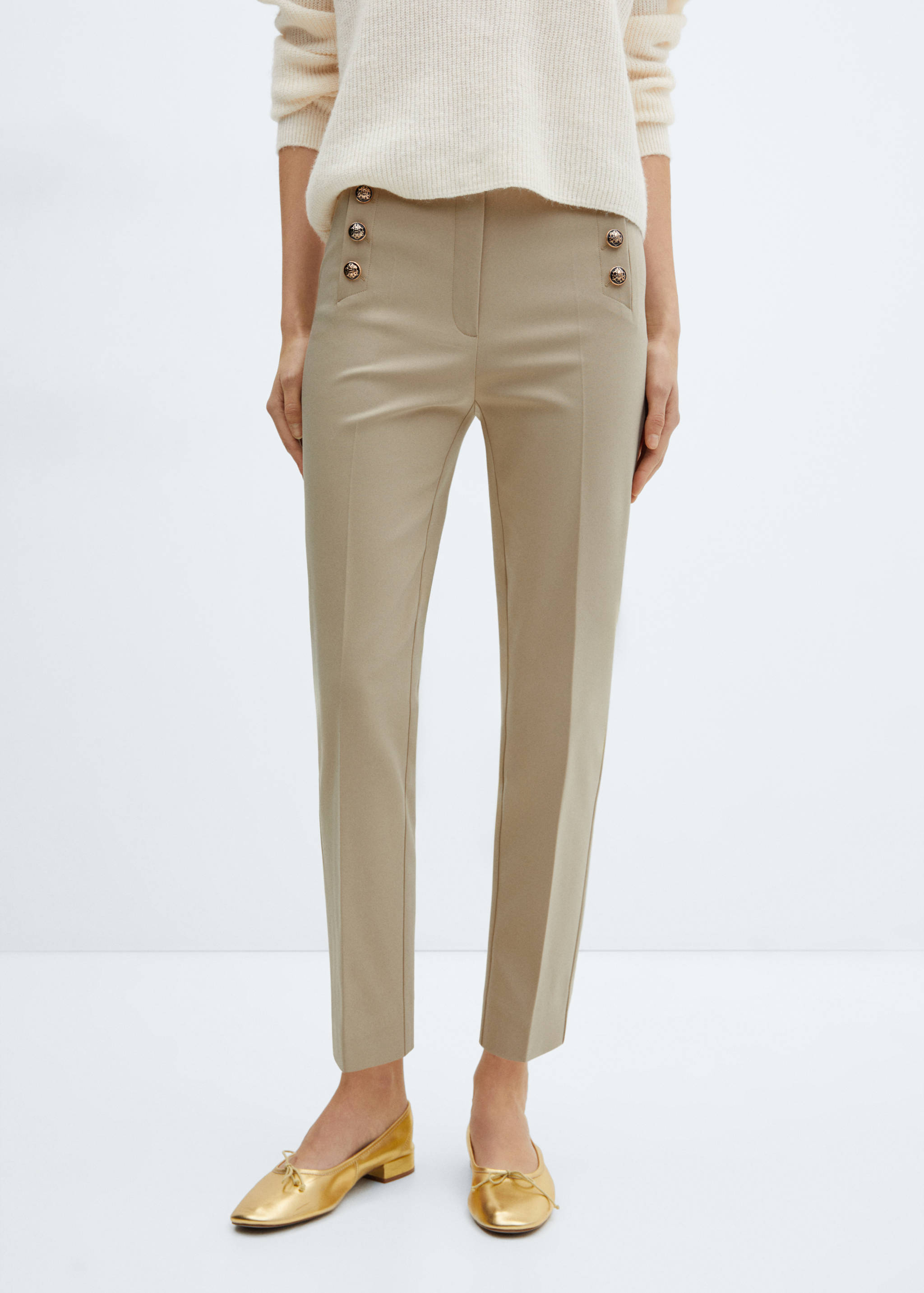 Cropped button trousers - Medium plane