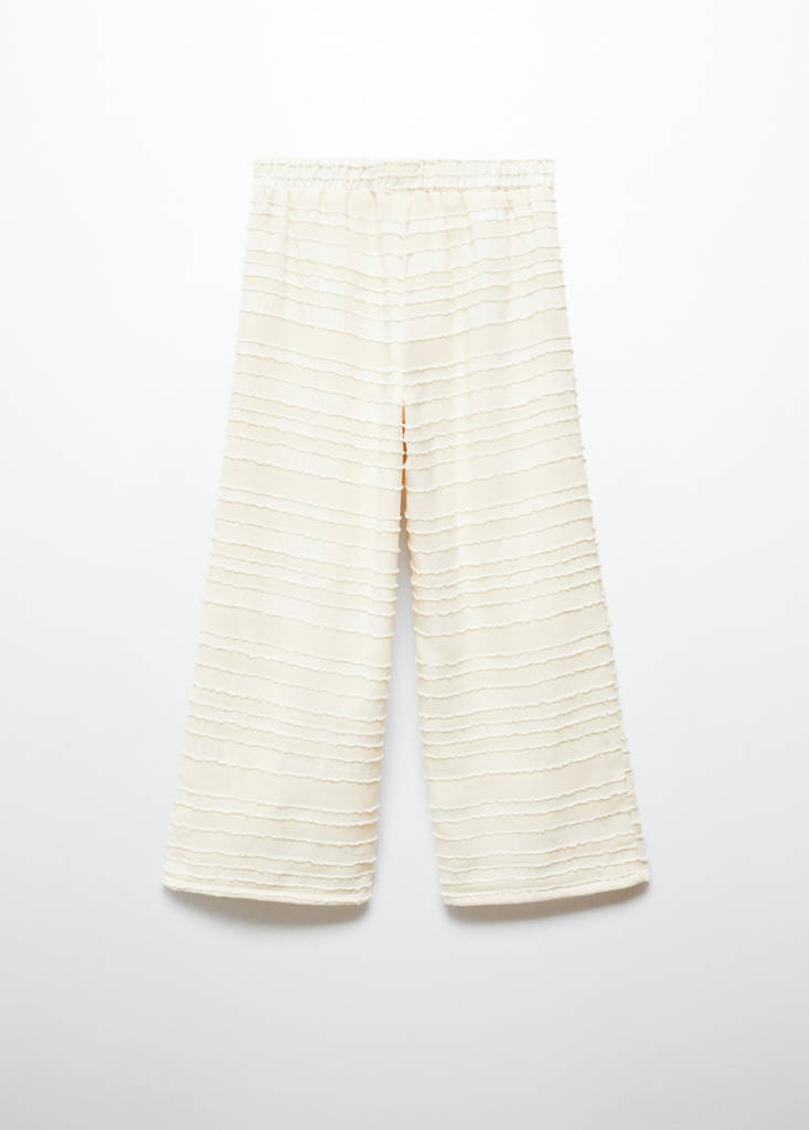 Straight textured trousers — Ecru