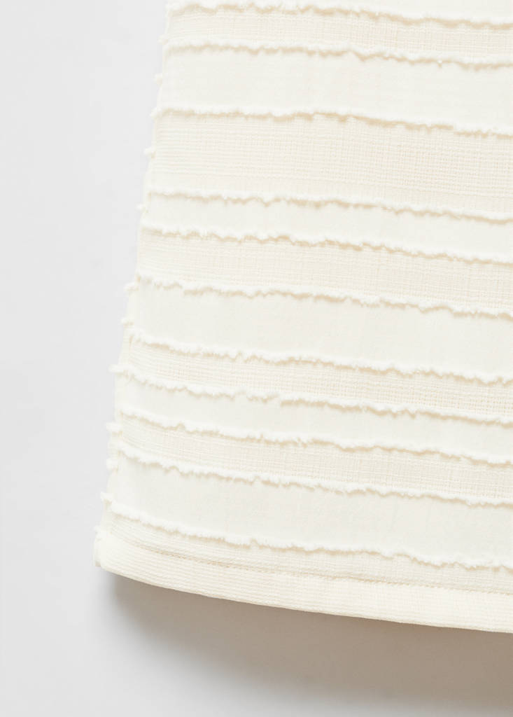 Straight textured trousers — Ecru