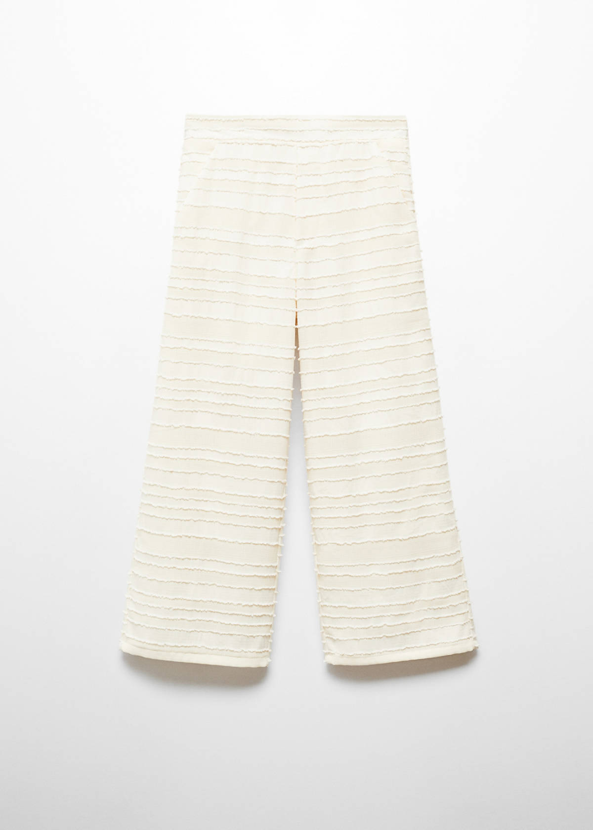 Straight textured trousers — Ecru