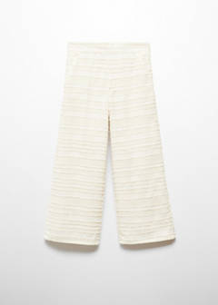 Straight textured trousers — Ecru 8