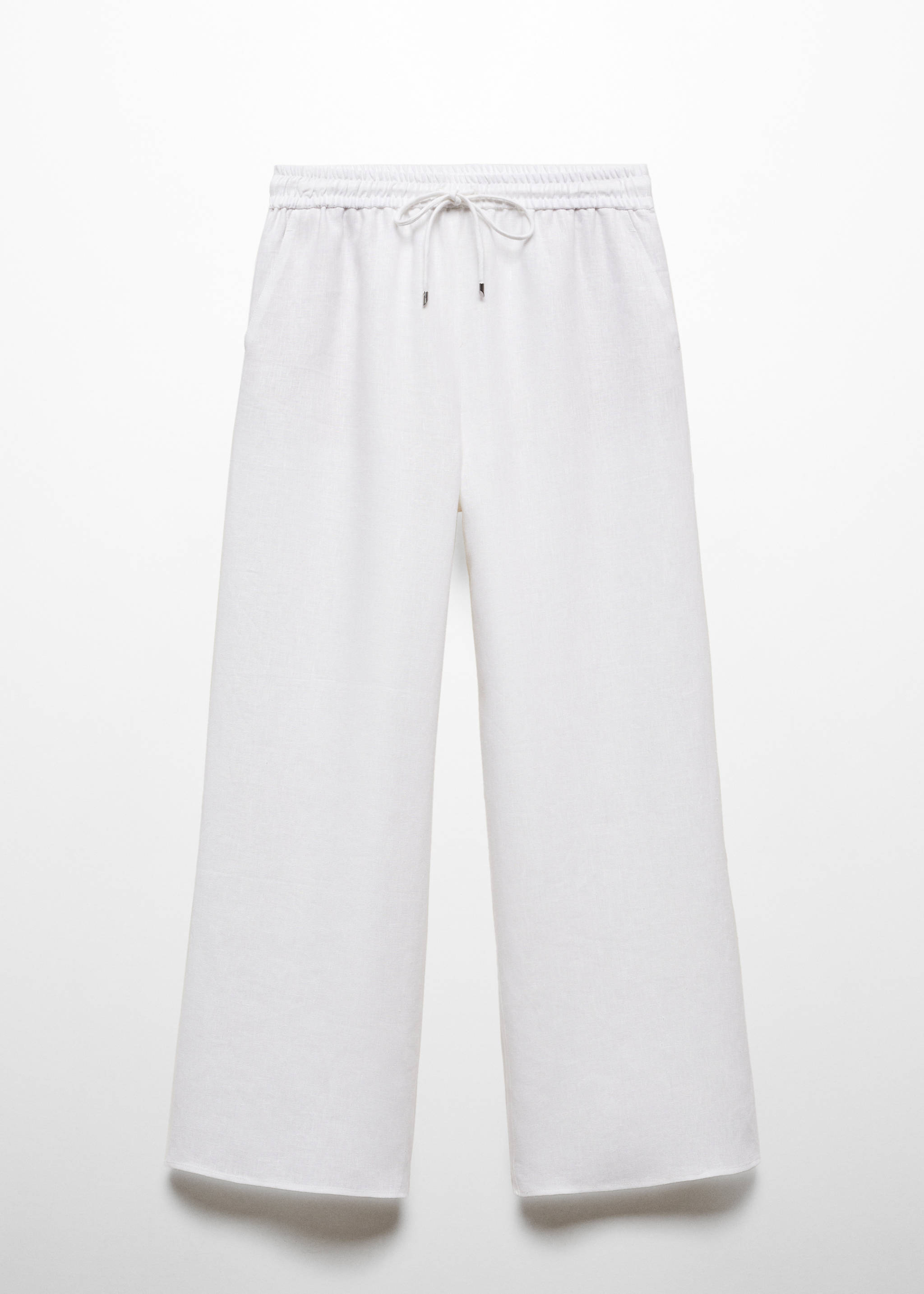 Linen-blend elastic waist trousers - Article without model
