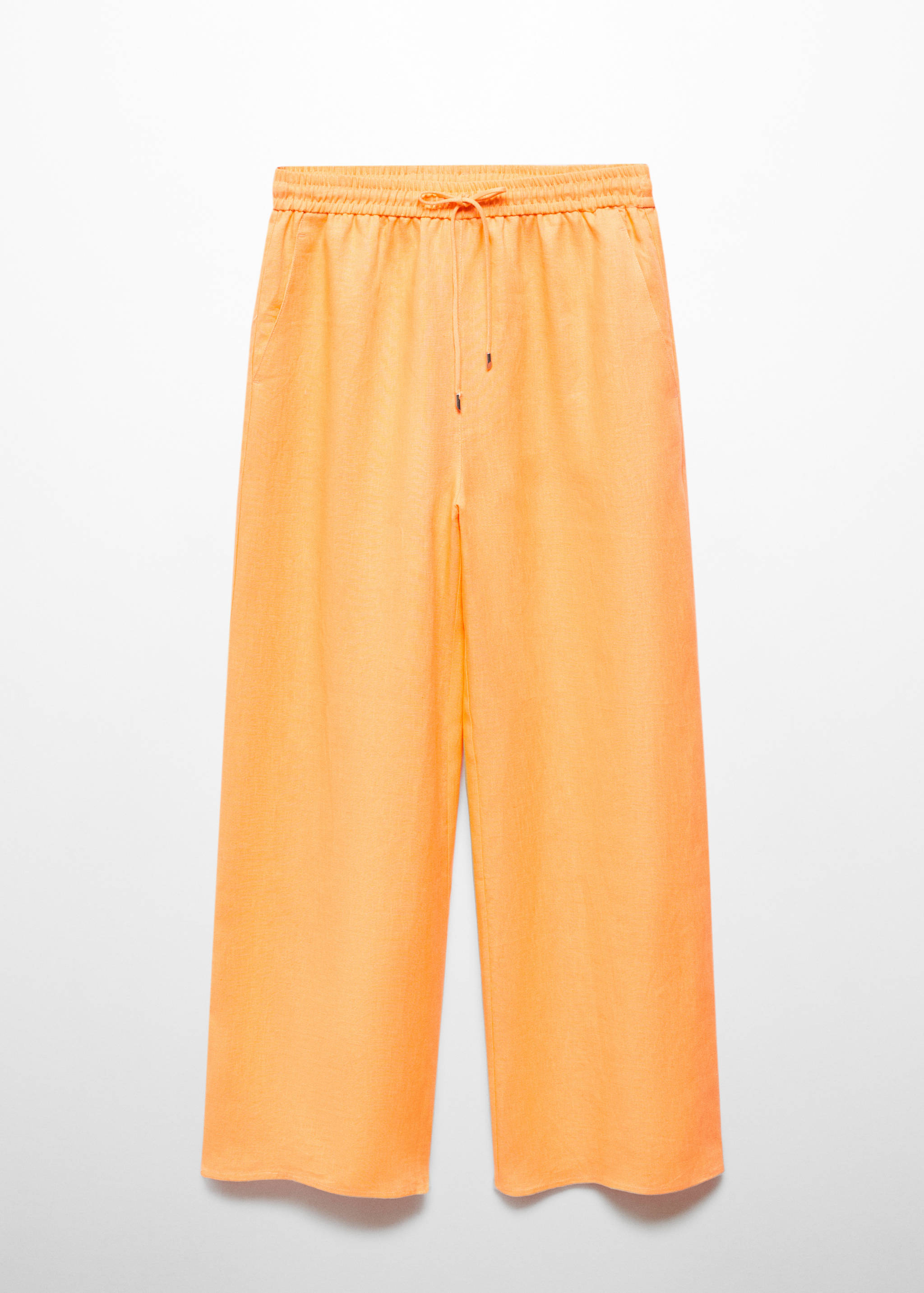 Linen-blend elastic waist trousers - Article without model