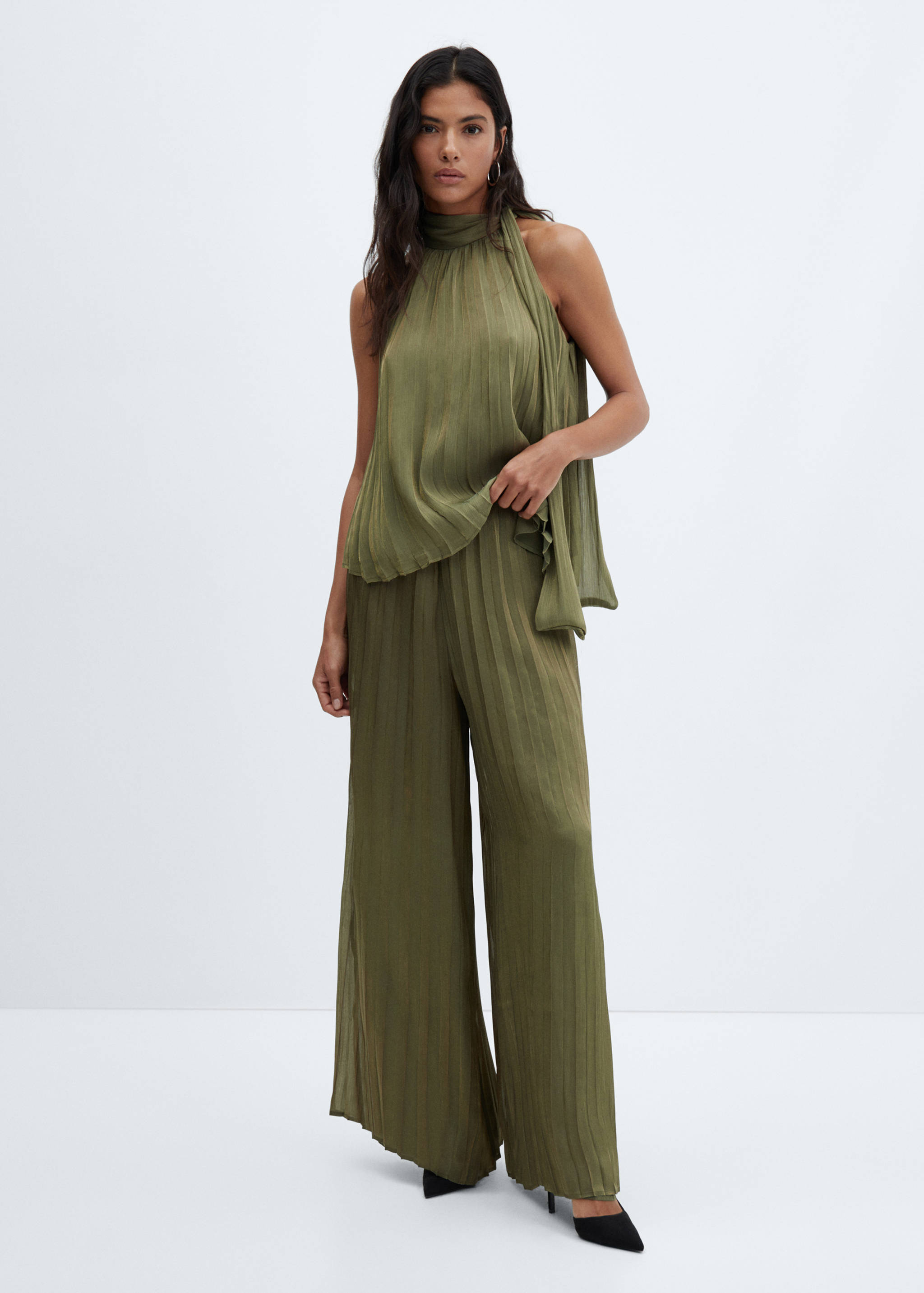 Pleated wide leg trousers - General plane