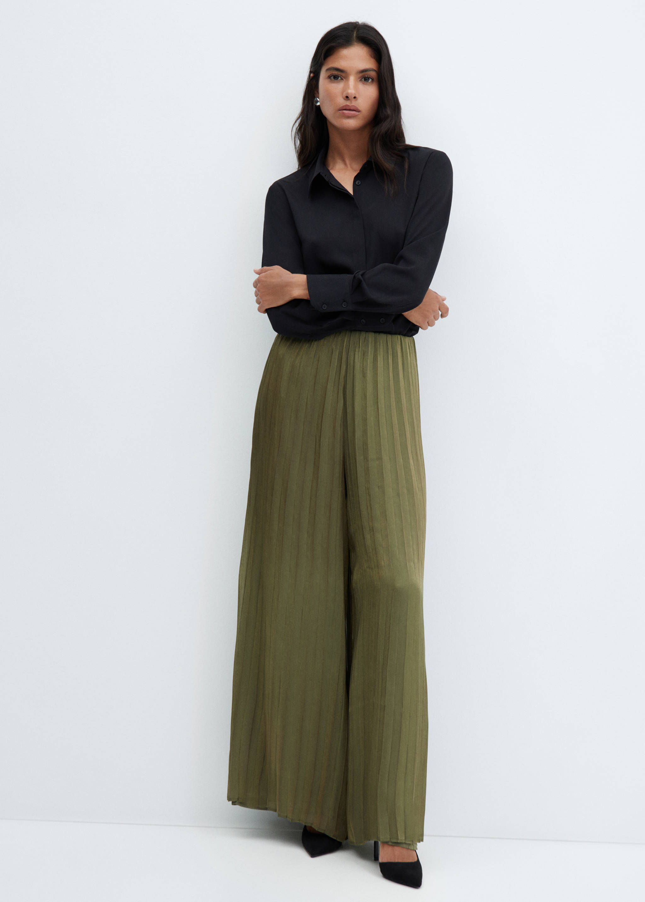 Pleated wide leg trousers - Details of the article 2