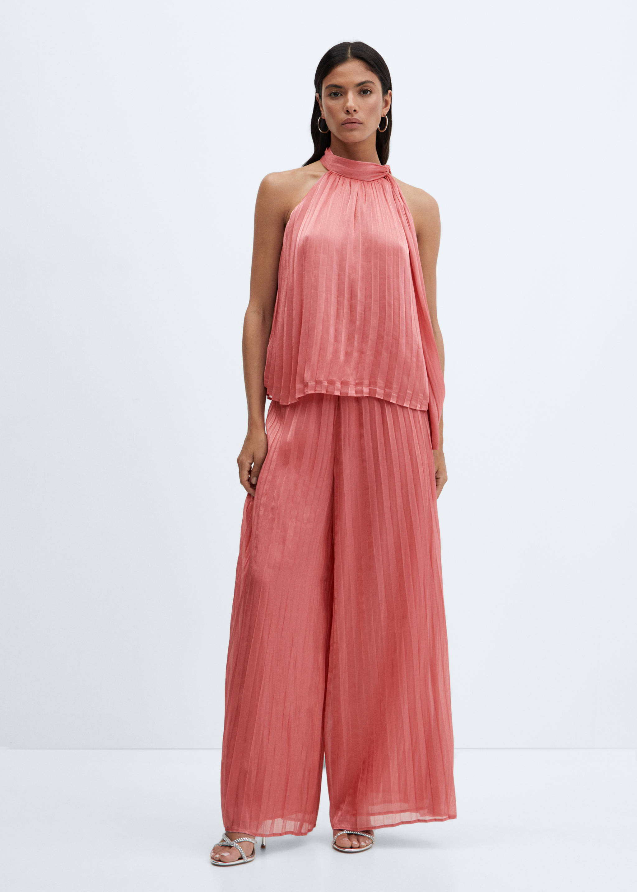 Pleated wide leg trousers - General plane