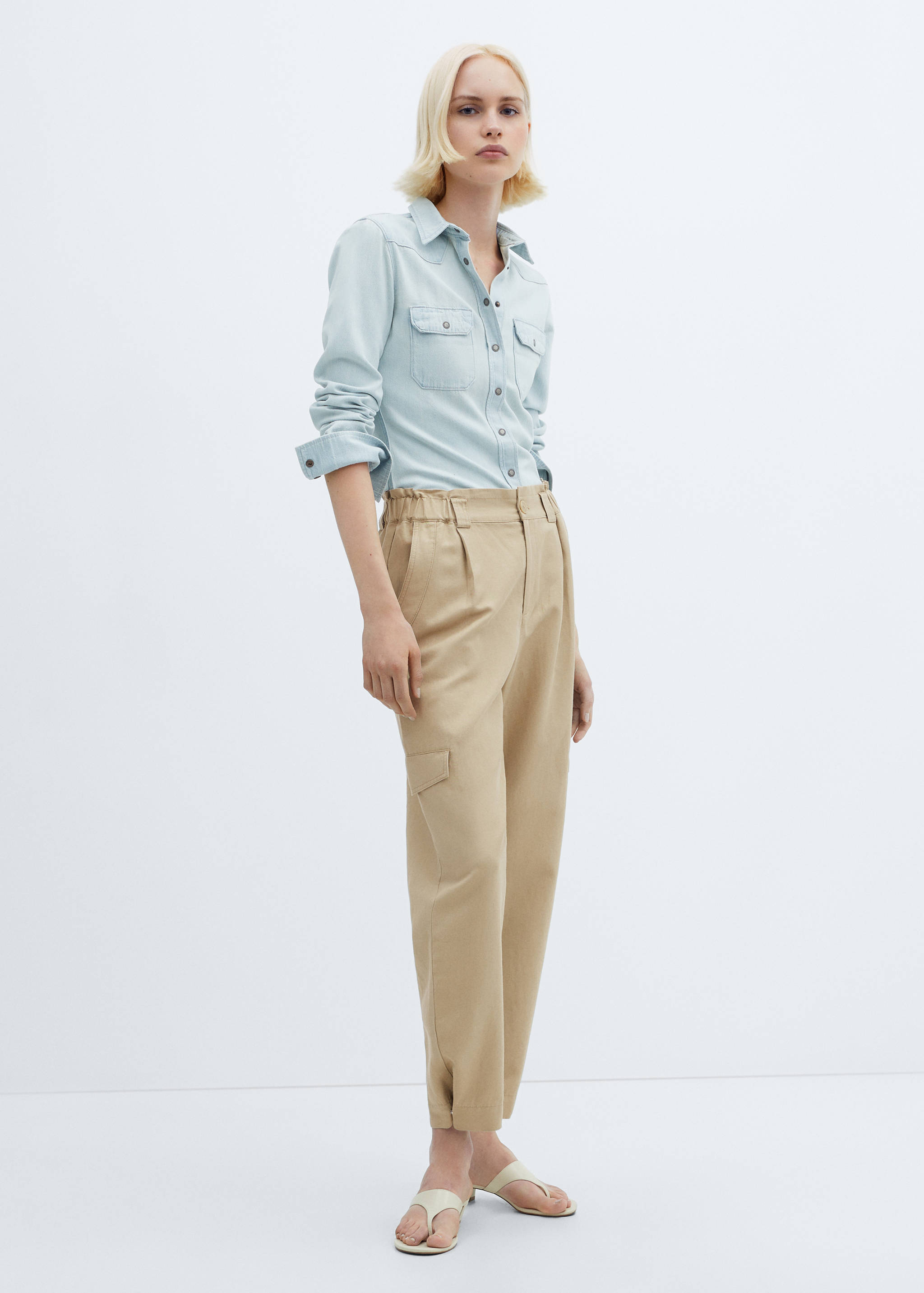 Linen cargo trousers - General plane