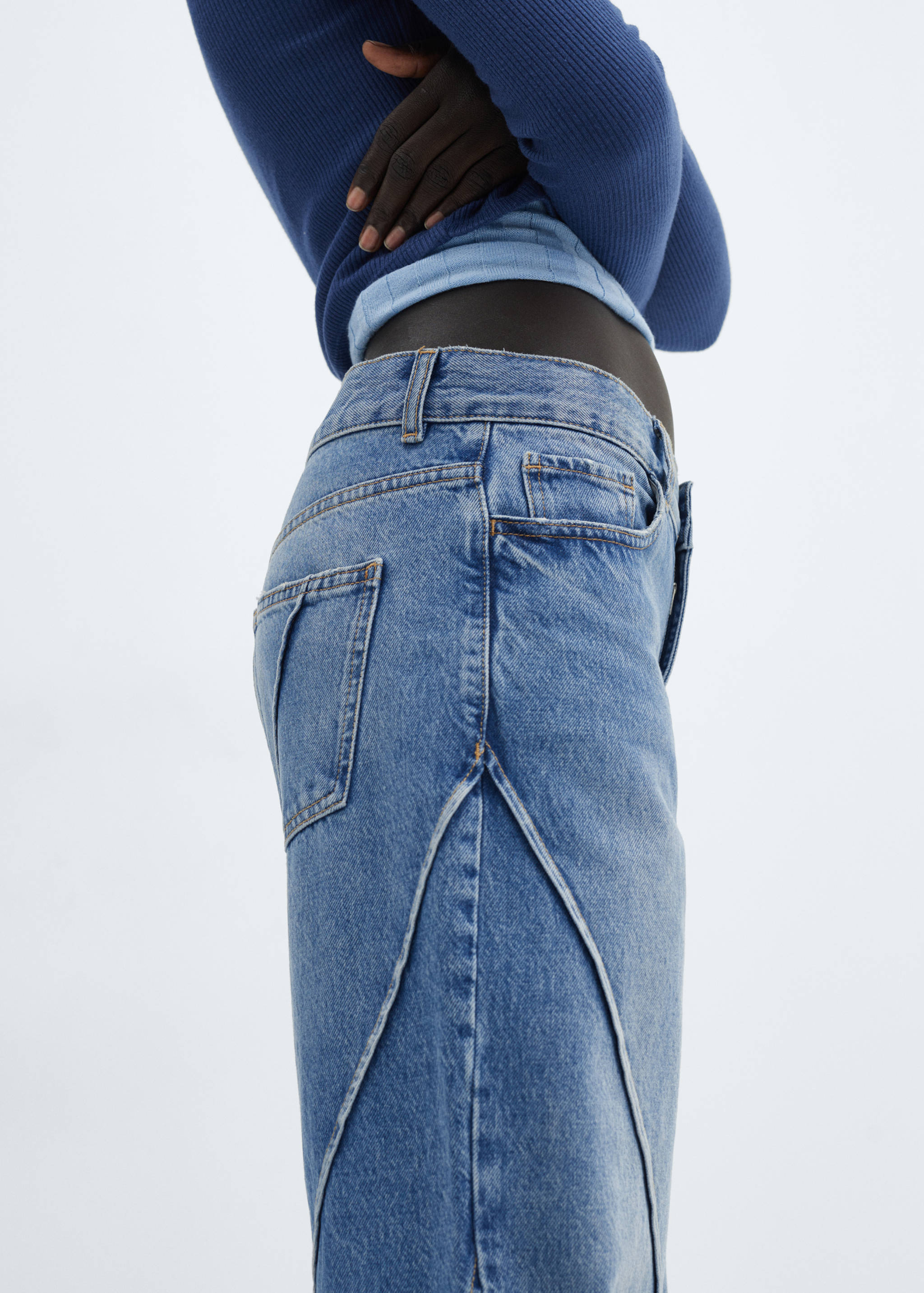 Jeans wideleg costuras decorativas - Detalle del artículo 1