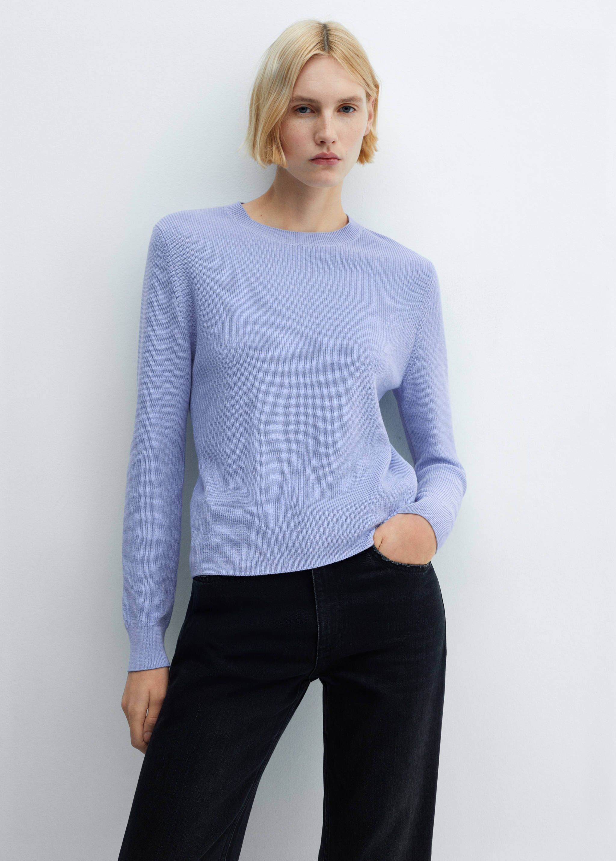 Round-neck knitted sweater - Medium plane