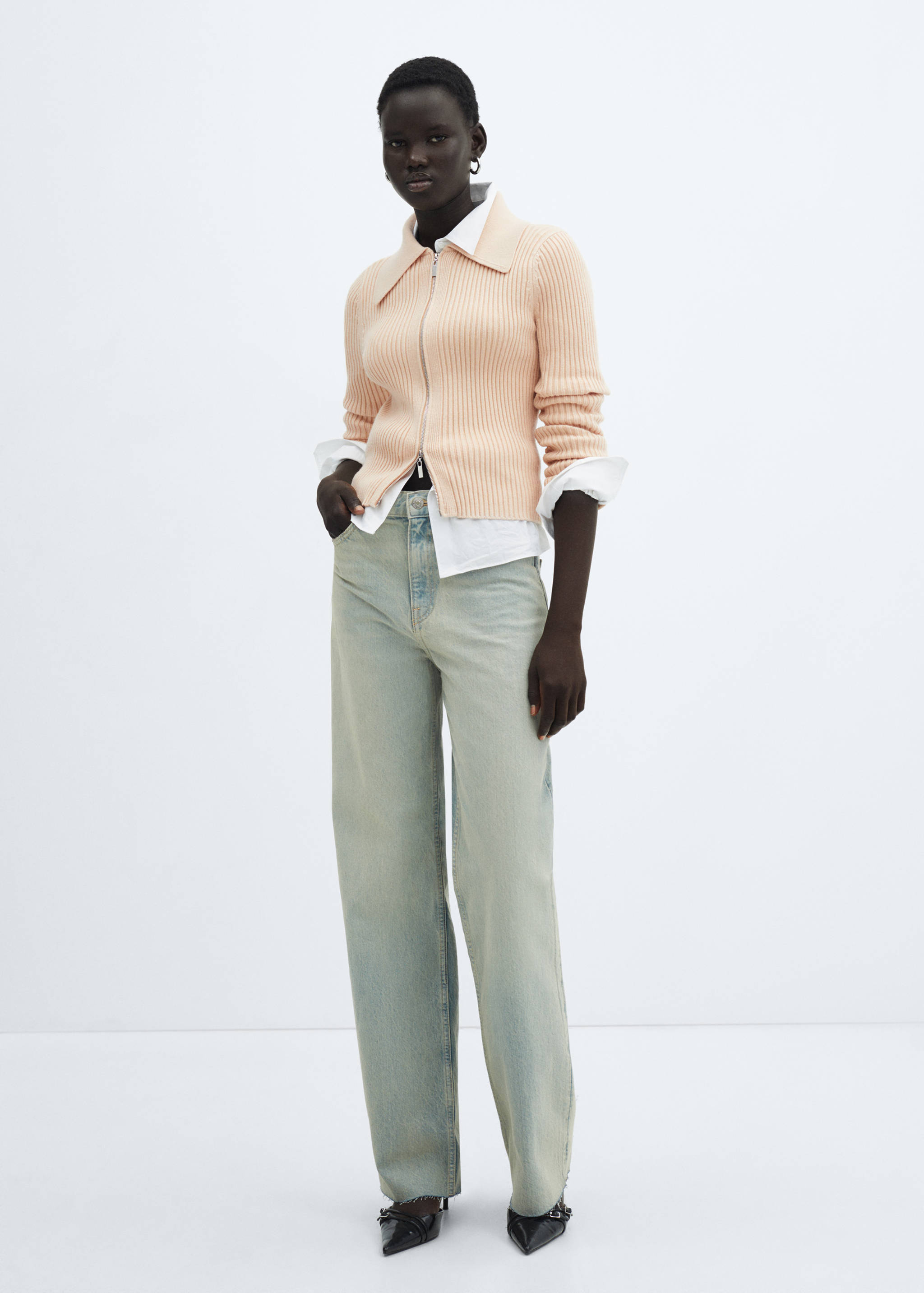 Cárdigan canalé cremallera - Plano general