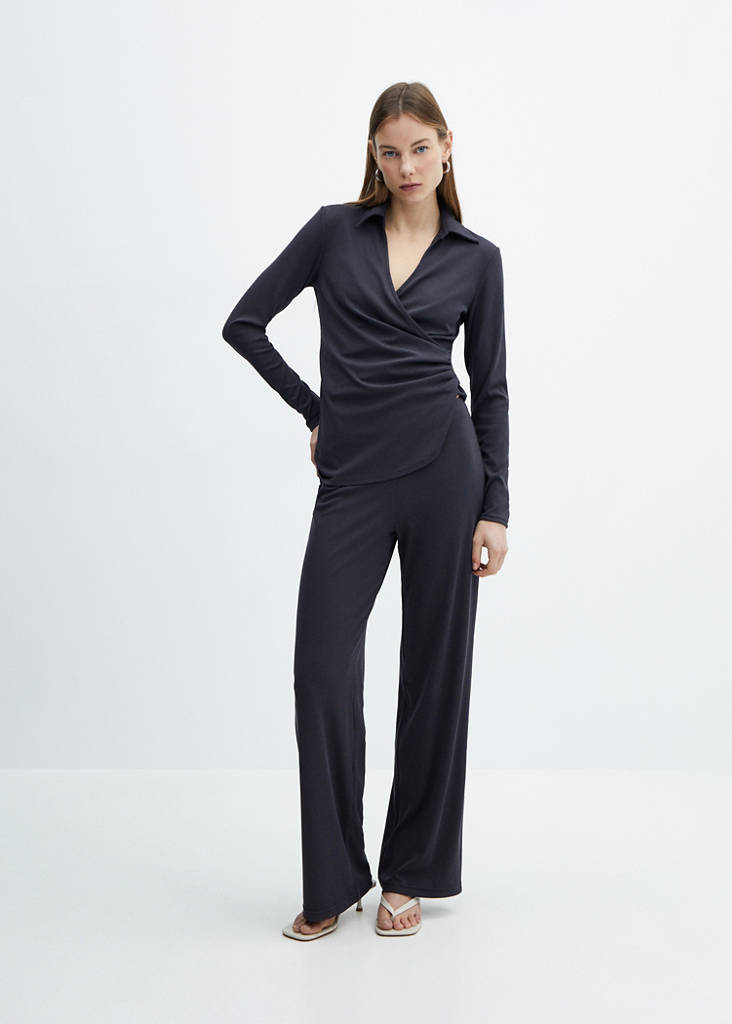 Wide leg trousers with elastic waist — Charcoal