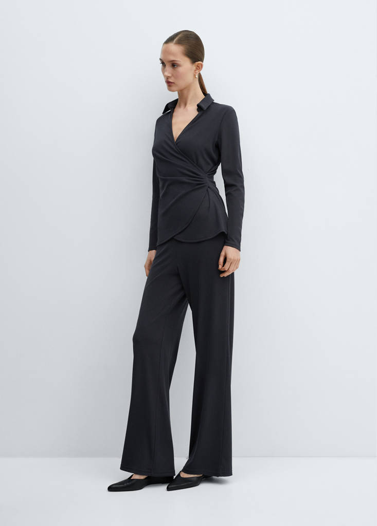 Wide leg trousers with elastic waist — Charcoal