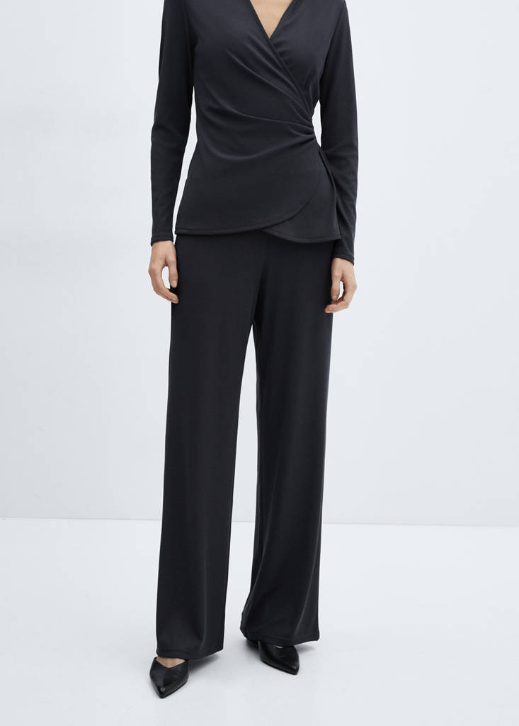 Wide leg trousers with elastic waist — Charcoal