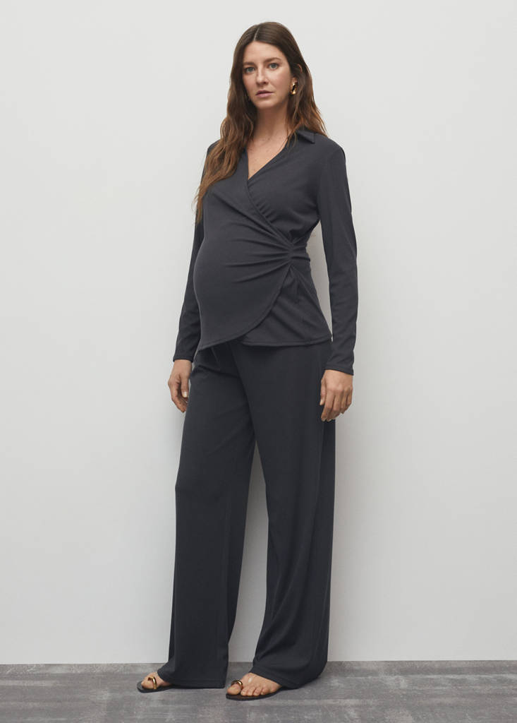 Wide leg trousers with elastic waist — Charcoal