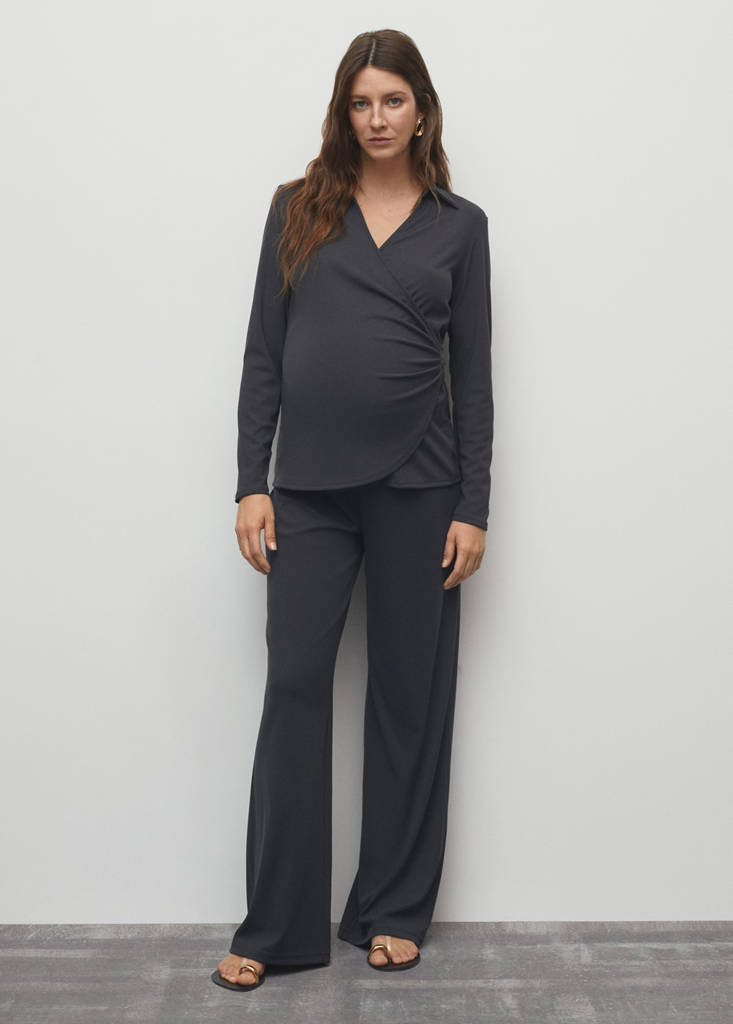 Wide leg trousers with elastic waist — Charcoal