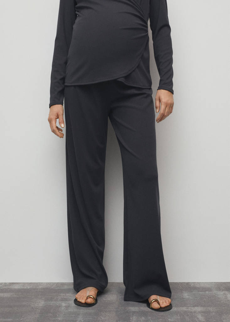 Wide leg trousers with elastic waist — Charcoal