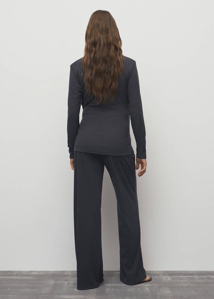Wide leg trousers with elastic waist — Charcoal