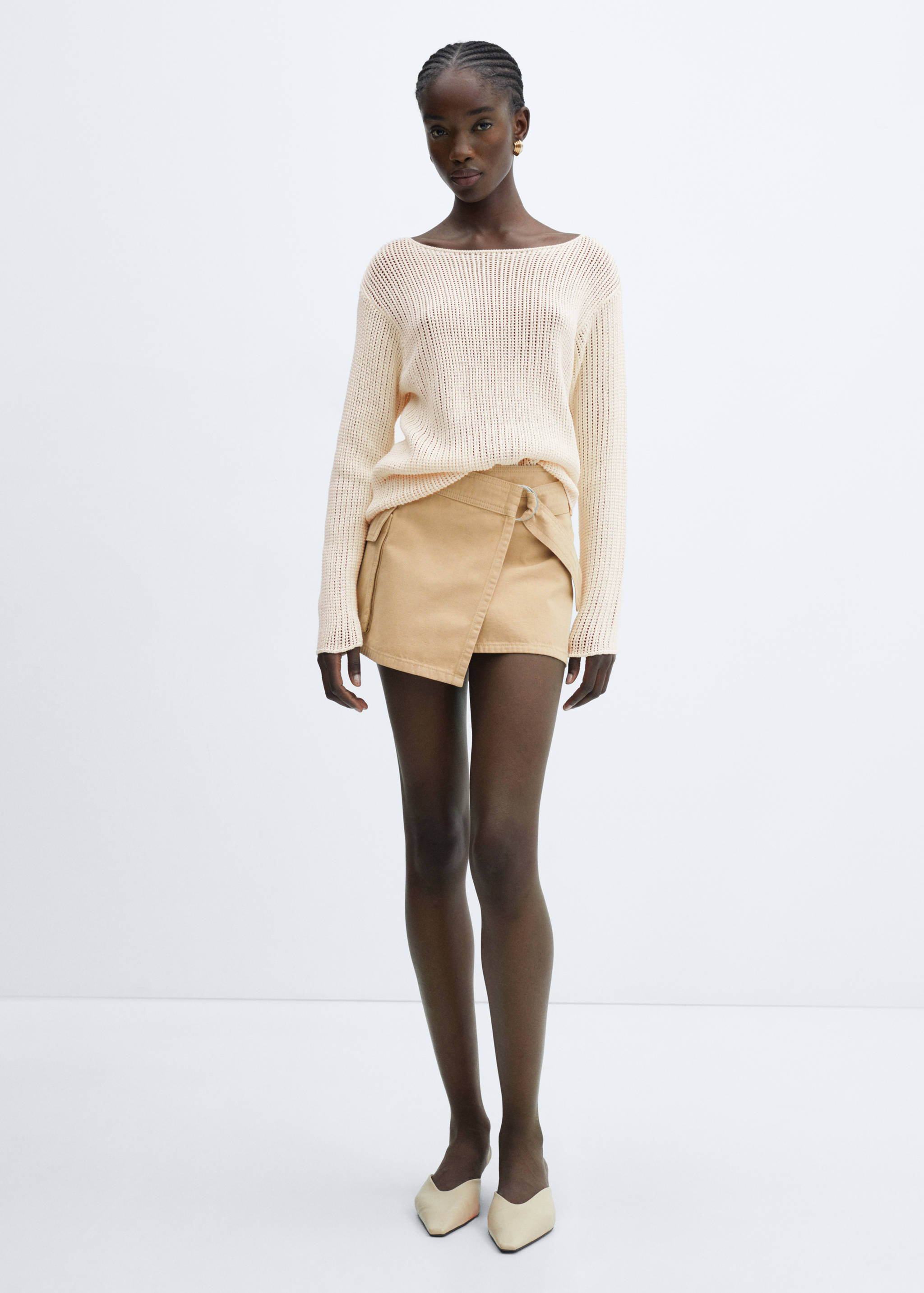 Gebreide trui met boothals - Overzichtstekening