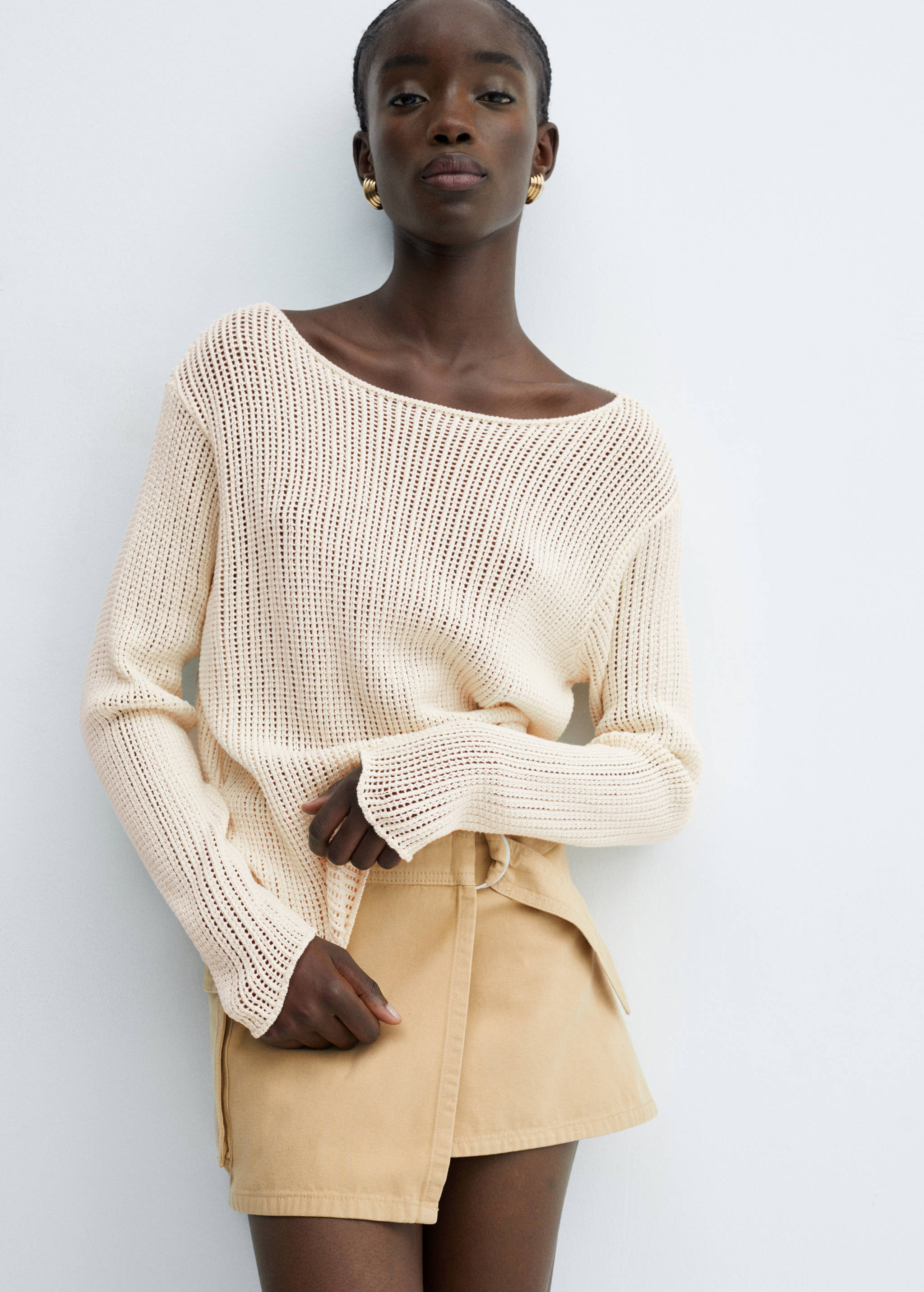 Gebreide trui met boothals - Middenvlak