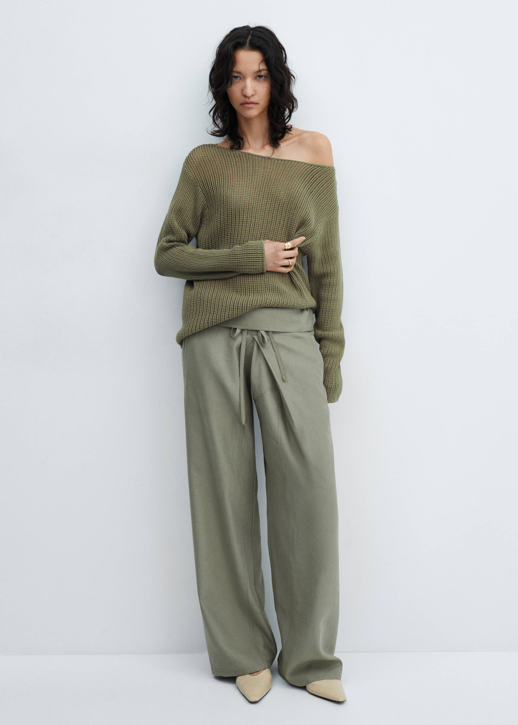 Gebreide trui met boothals - Overzichtstekening