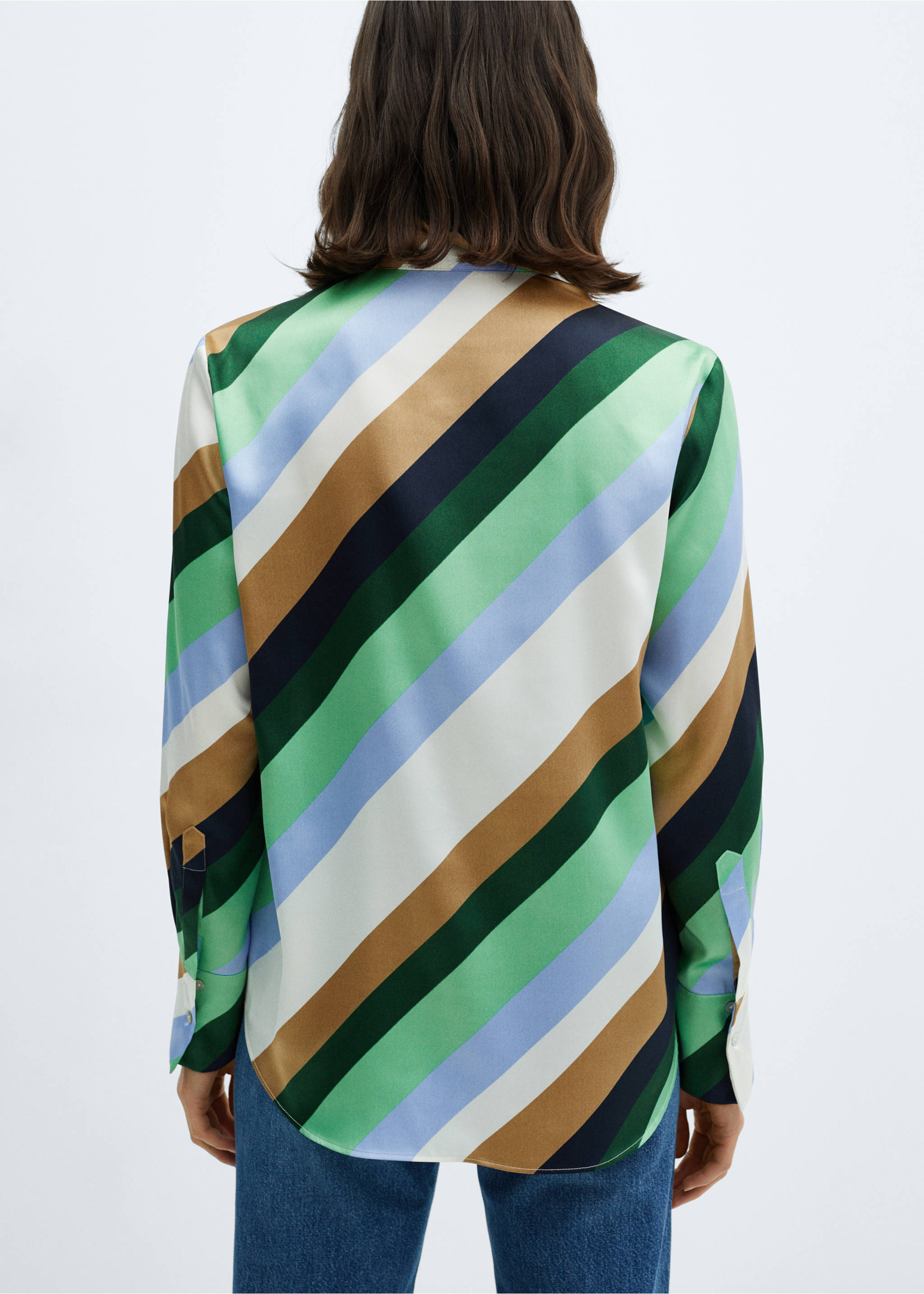 Camisa rayas satinada - Reverso del artículo, Crudo. Ref: 67095756-00.