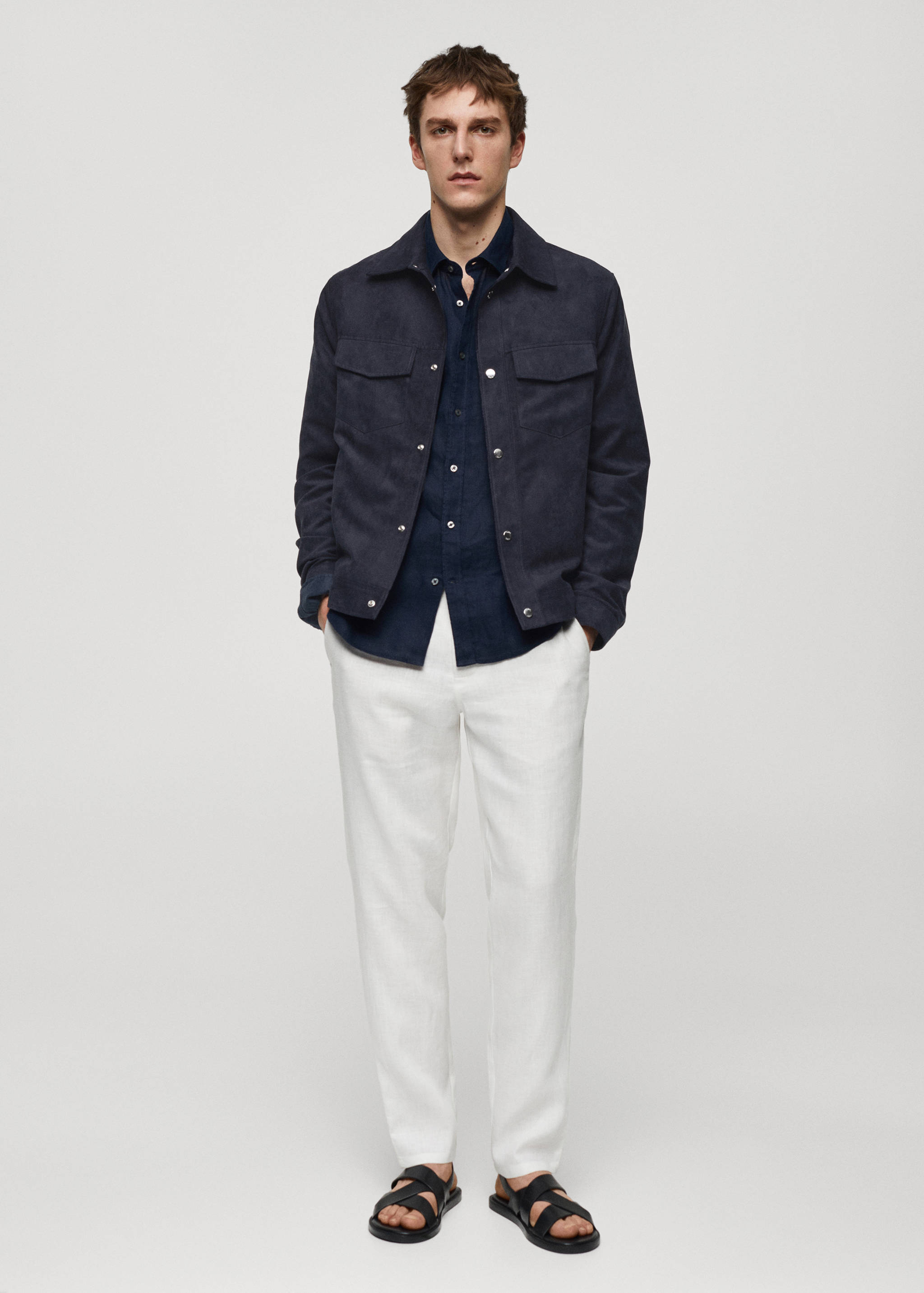 Suede-effect jacket with pockets - General plane