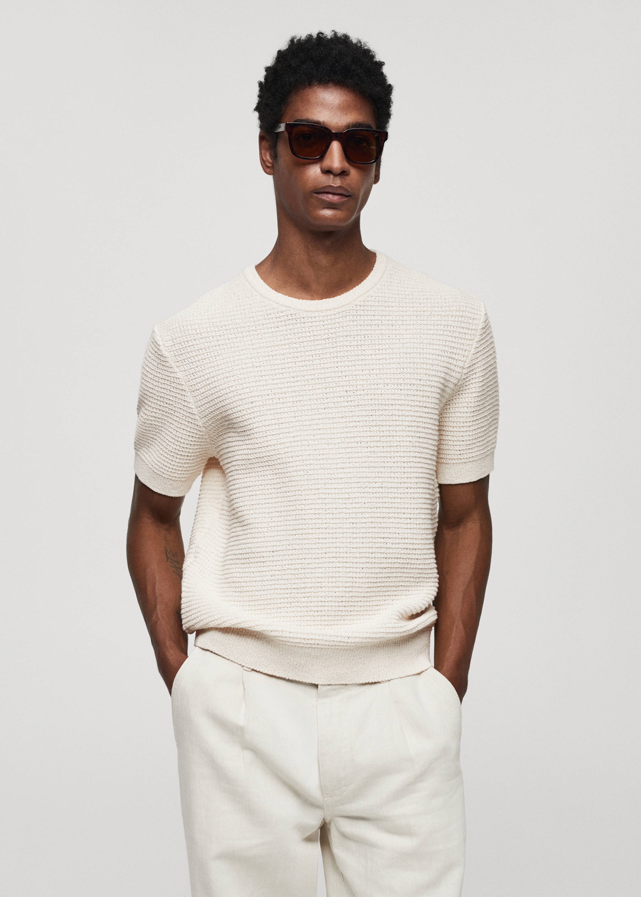 Crochet knit T-shirt - Medium plane