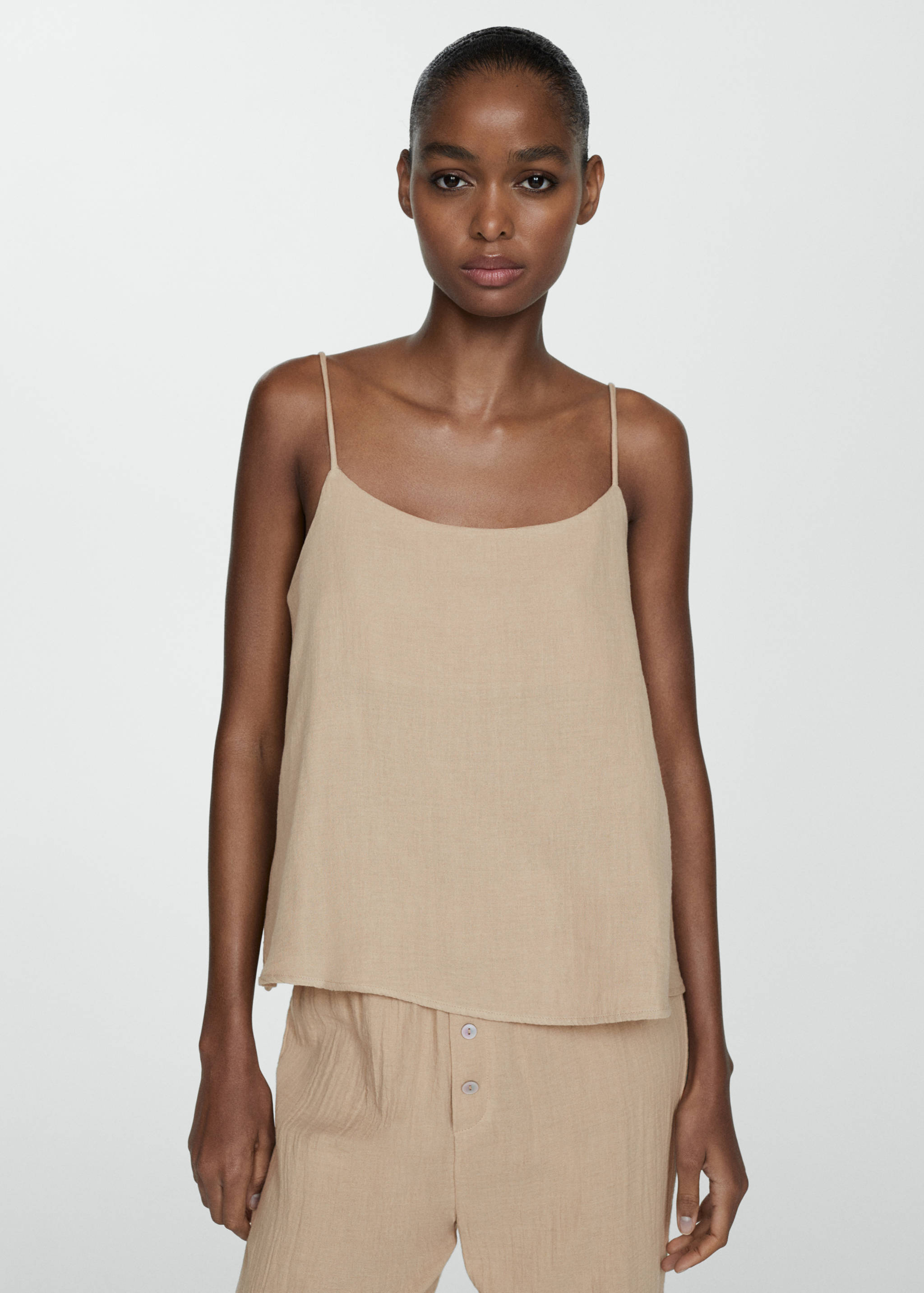 Pyjama-Oberteil aus Baumwoll-Gaze - Mittlere Ansicht