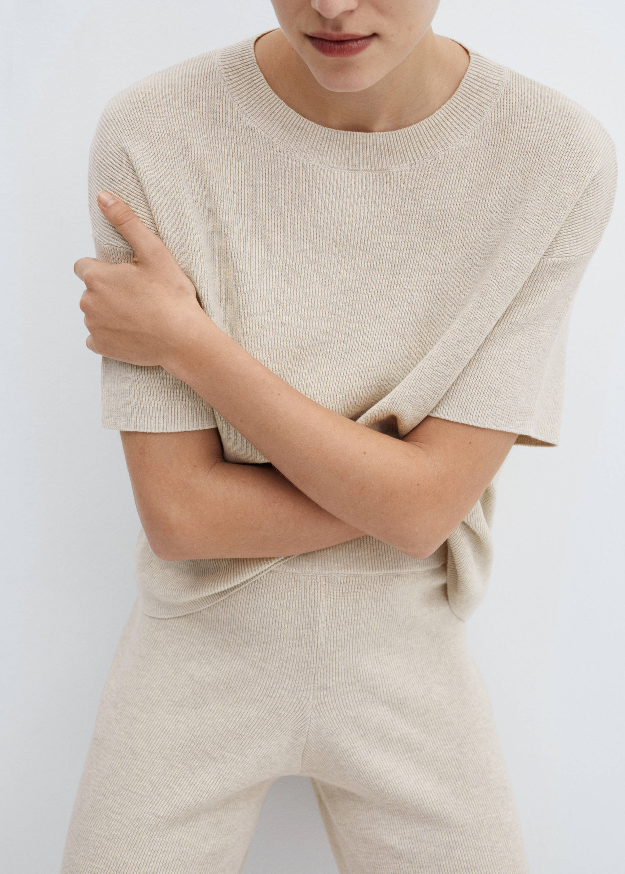 Cotton linen-blend knit t-shirt - Details of the article 6