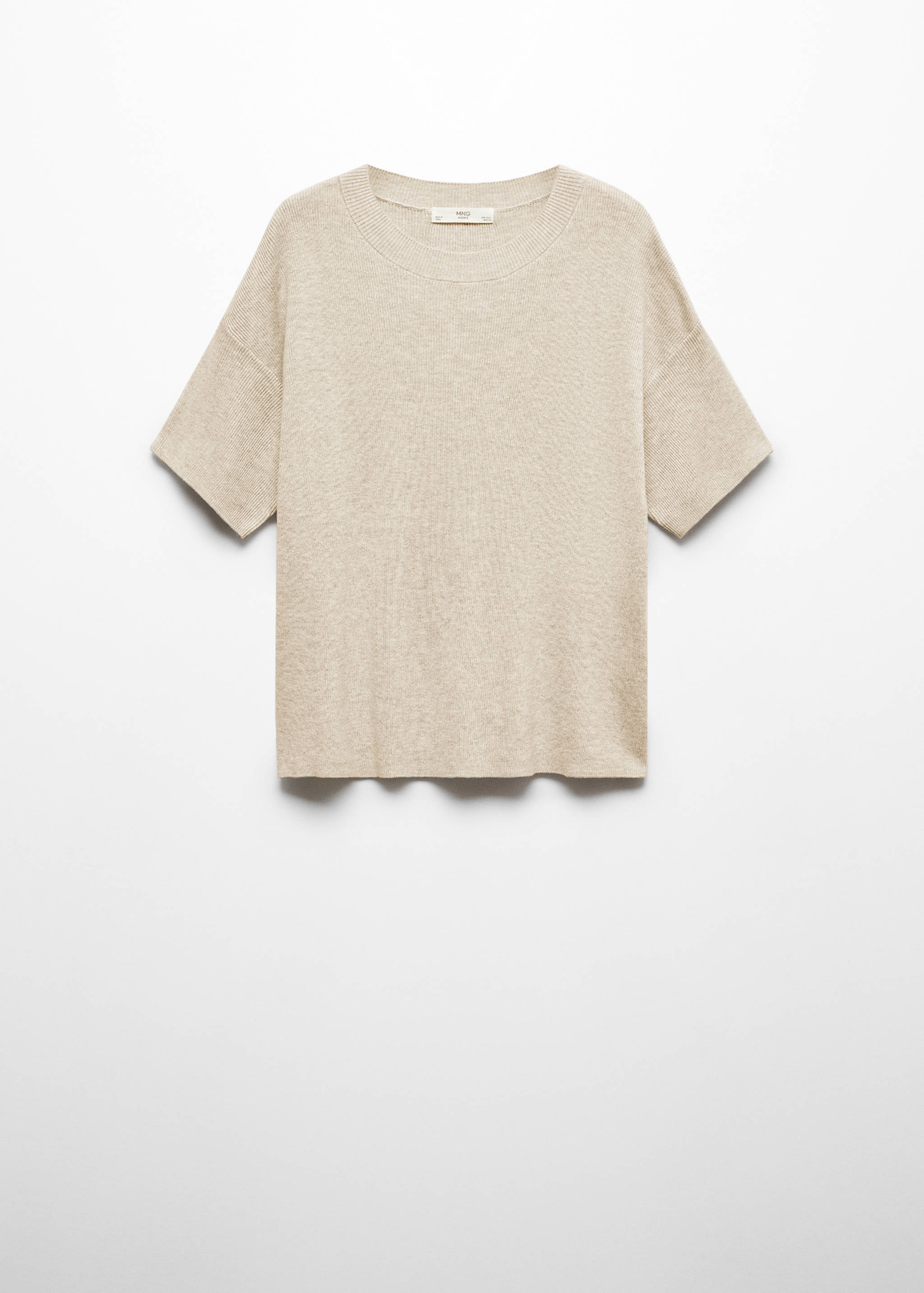 Cotton linen-blend knit t-shirt - Article without model