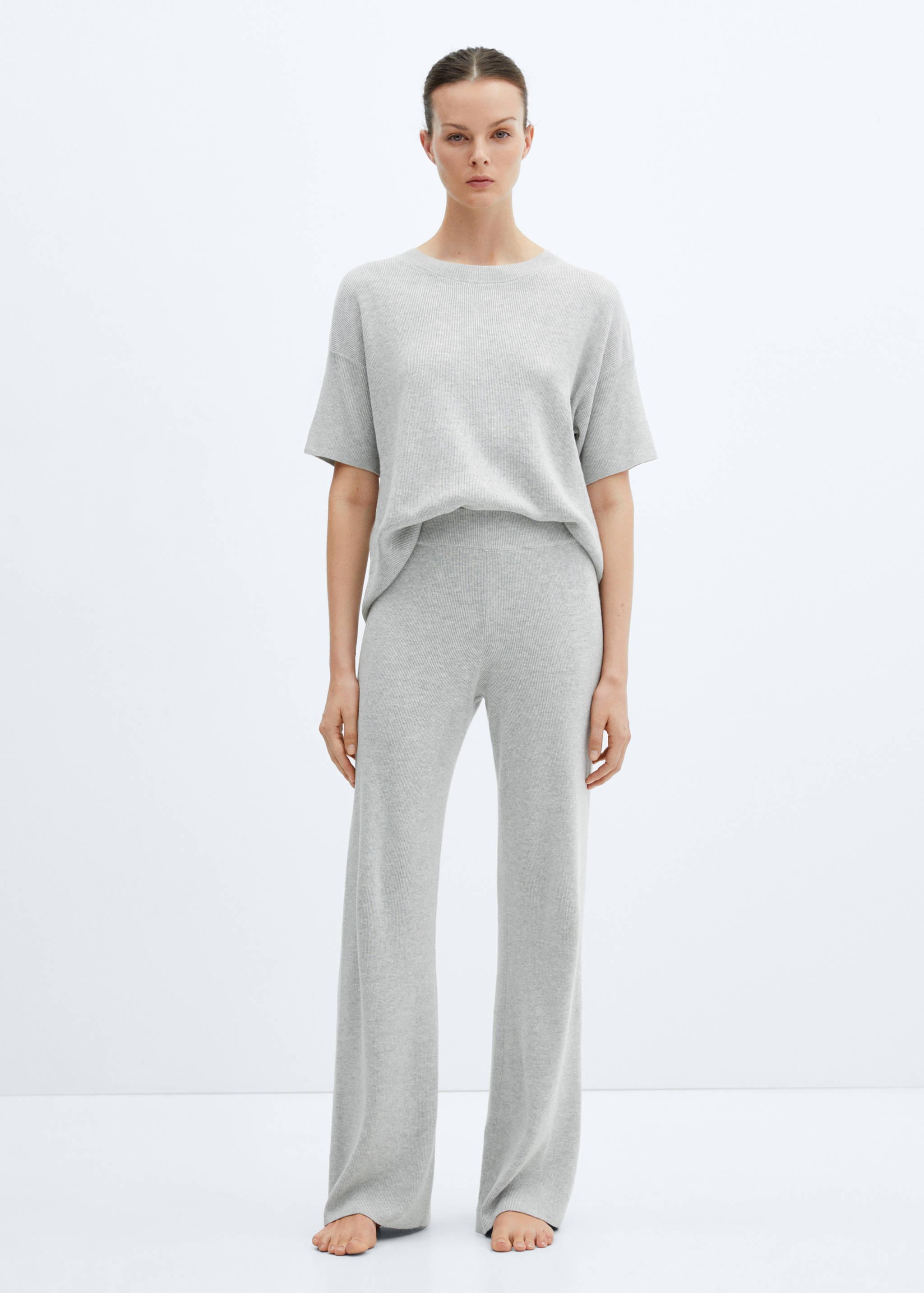 Cotton linen-blend knit t-shirt - General plane