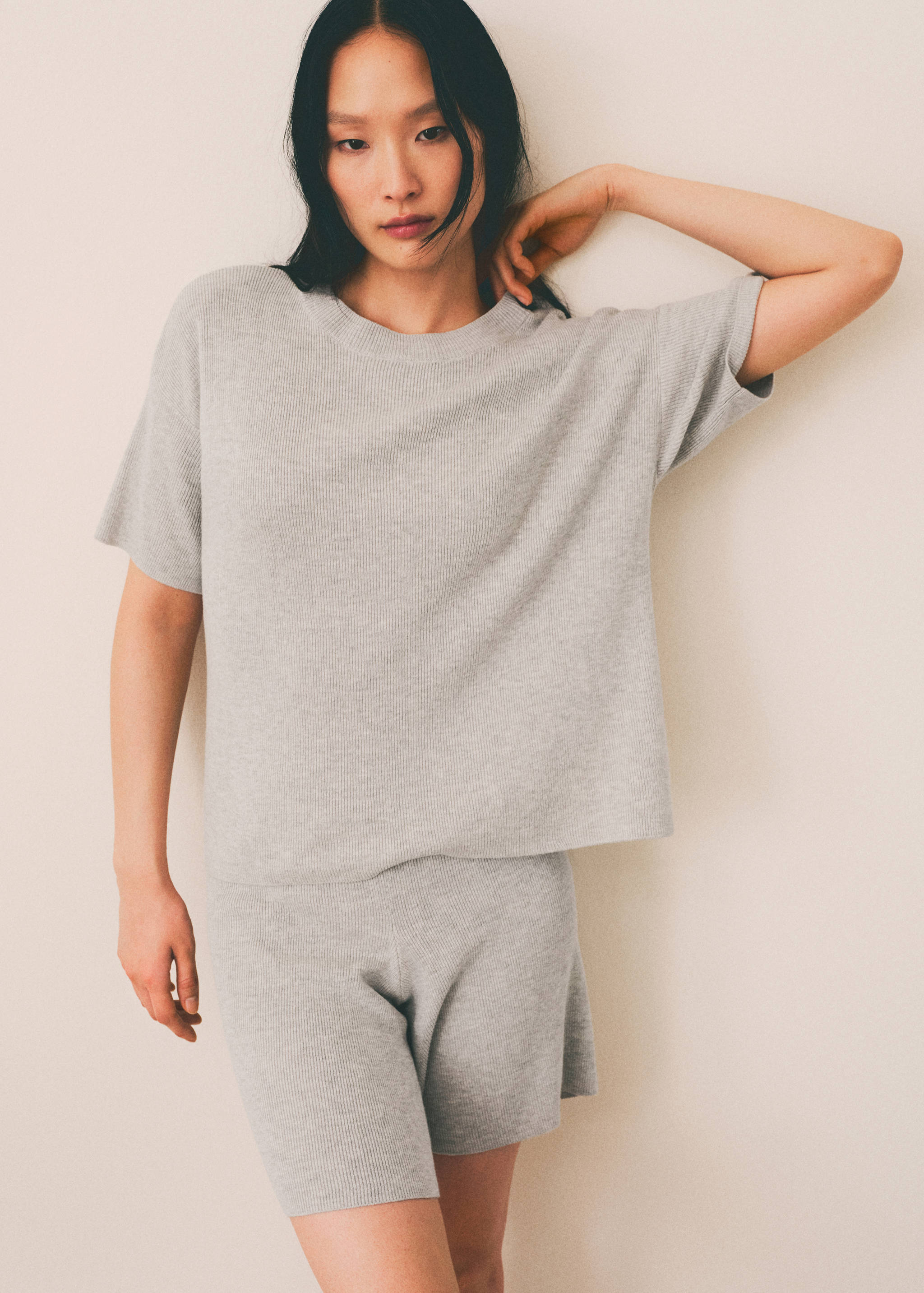 Cotton linen-blend knit t-shirt - Details of the article 6